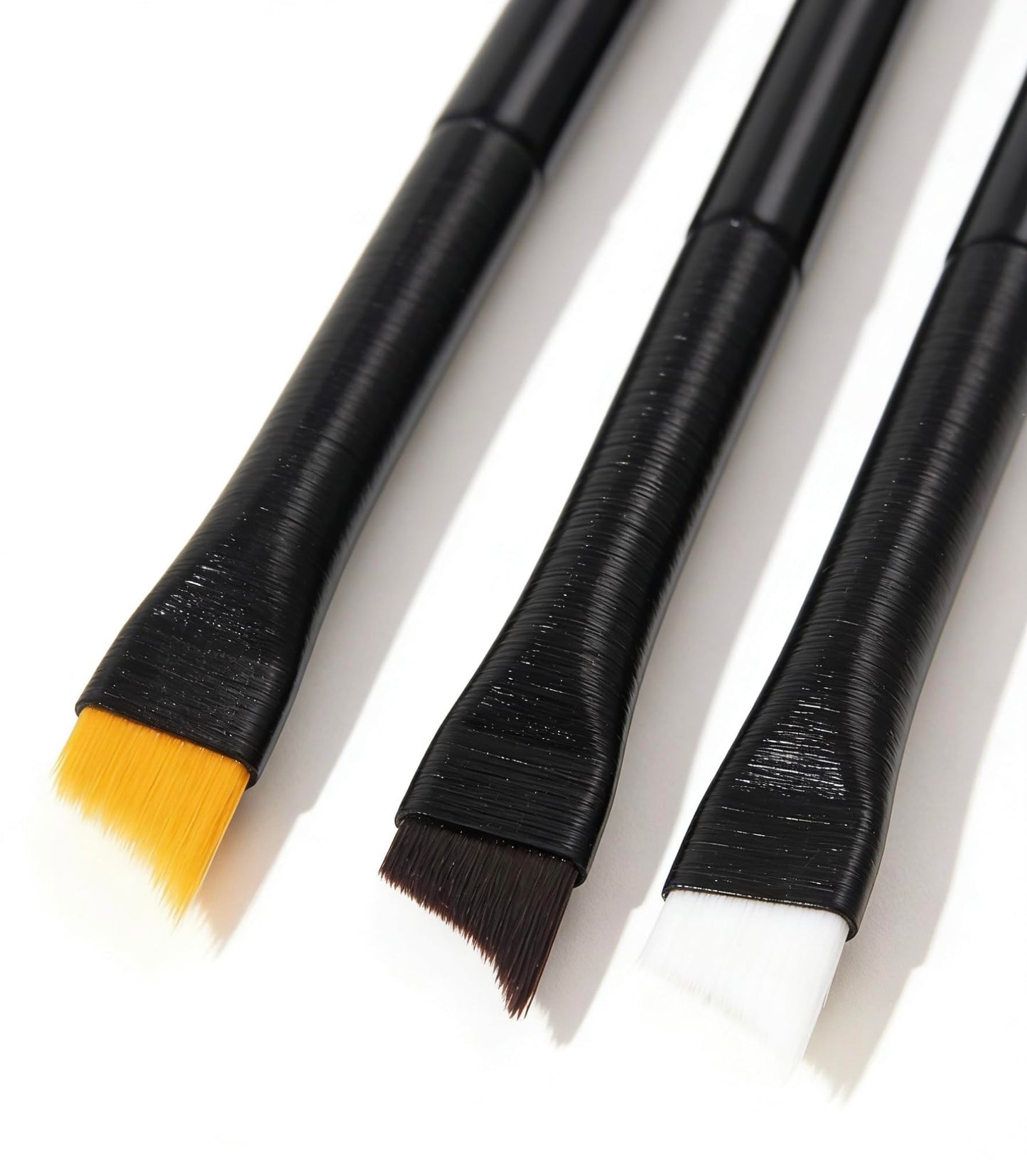 Calyuna Oblique Head French Tip Nail Brush, UV Gel Acrylic Painting Drawing Pen, Black Handle, Pack of 3
