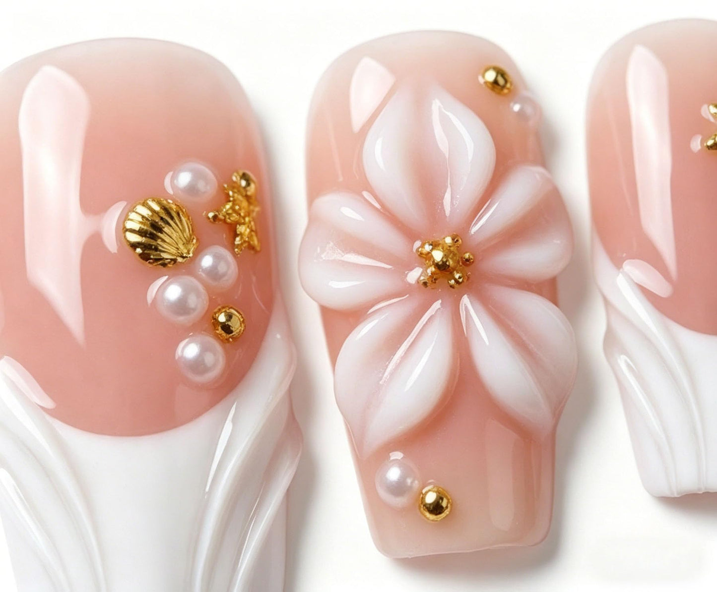 Handmade Press on Nails Square 3D Cute Glue on Nails for Women, Luxury Homemade Press on Nail Art Design, Fake Nails with 3D Nail Charms Size M 9
