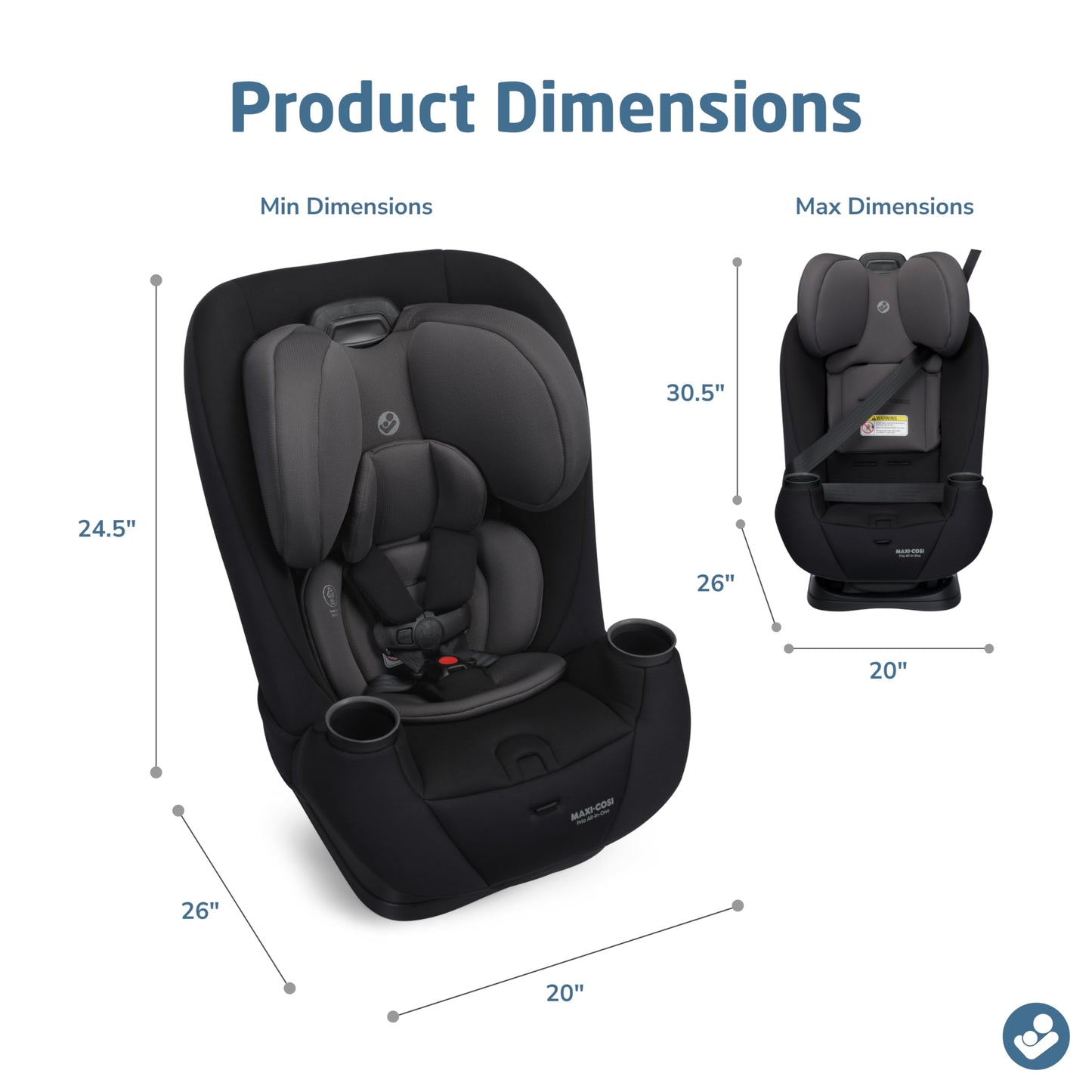 Maxi-Cosi Pria All-in-One Convertible Car Seat, Infant to Toddler Car Seat, Easy-Install Harness, Machine-Washable Cover, 5-100 lbs, Sea Shadow