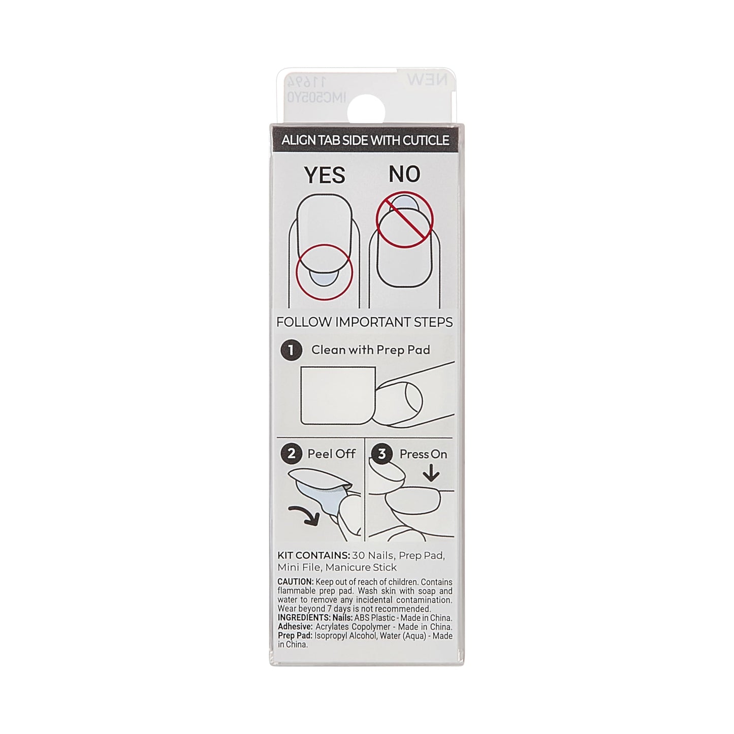 KISS Impress No Glue Mani 30 Pcs Press on Nails, Medium Coffin False Nails, Solid Pure White Stick on Extensions, Peel & Press Easy Apply, Hassle-Free Removal, Includes Manicure Stick, Prep Pad & File
