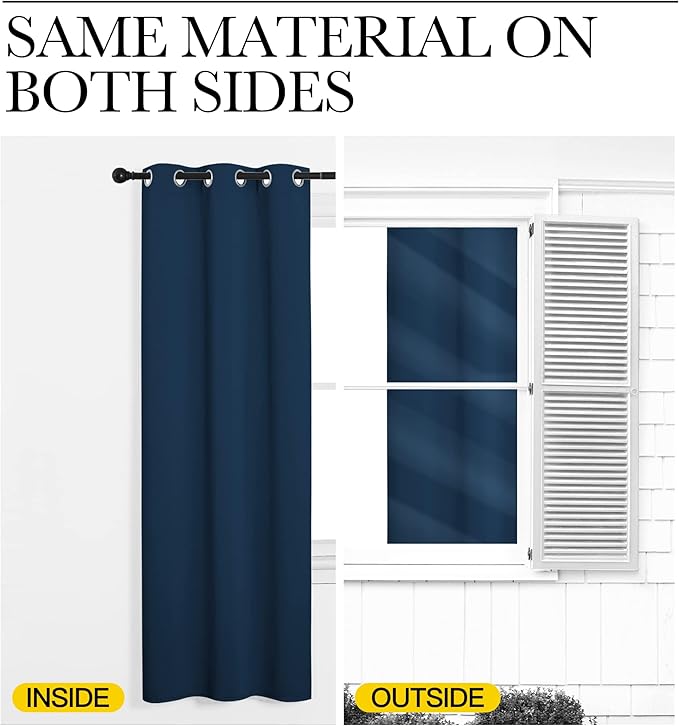 NICETOWN Moroccan Blue Room Darkening Curtains for Kitchen, Window Treatment Thermal Insulated Solid Grommet Room Darkening Curtains/Drapes for Bedroom (Set of 2, 42 inches Wide by 48 inches Long)