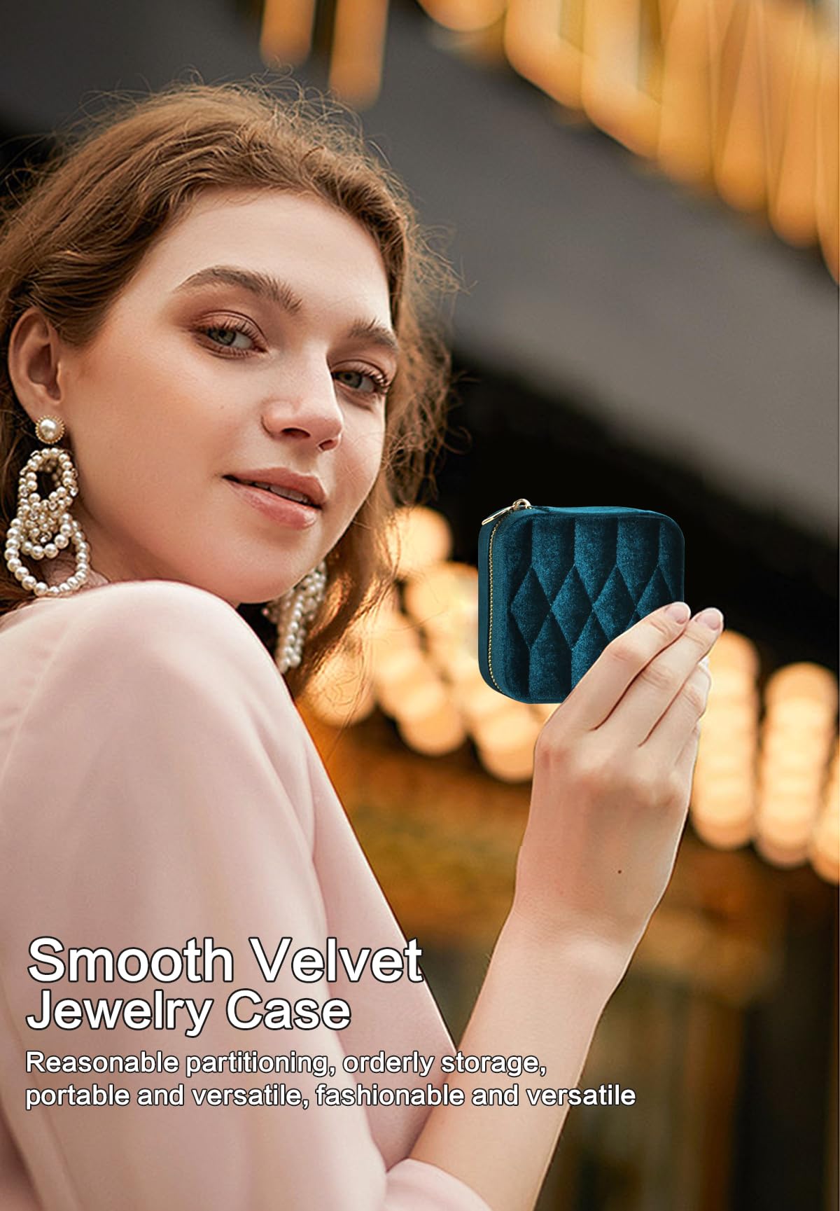 Vidifina Velvet Jewelry Box – Travel Jewelry Case Organizer with Mirror, Adjustable Compartments for Women | Luxury Storage Case & Gift for Her - Caramel