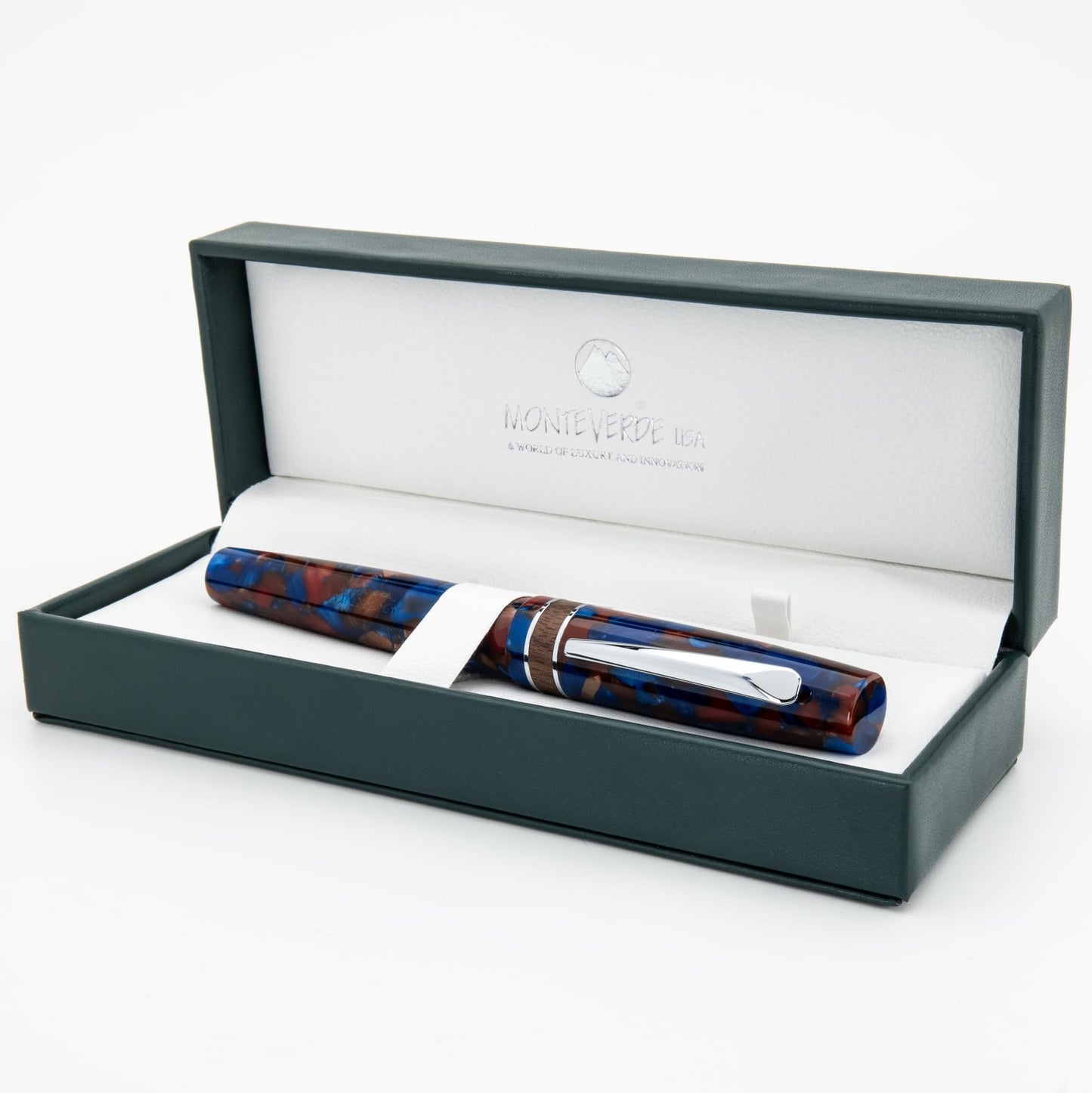 Monteverde USA Dragon Tree Fountain Pen – Blue/Brown Extra Fine Nib with Free 15ml Ink Bottle – Luxury Writing Gift Inspired by Nature for Collectors & Professionals