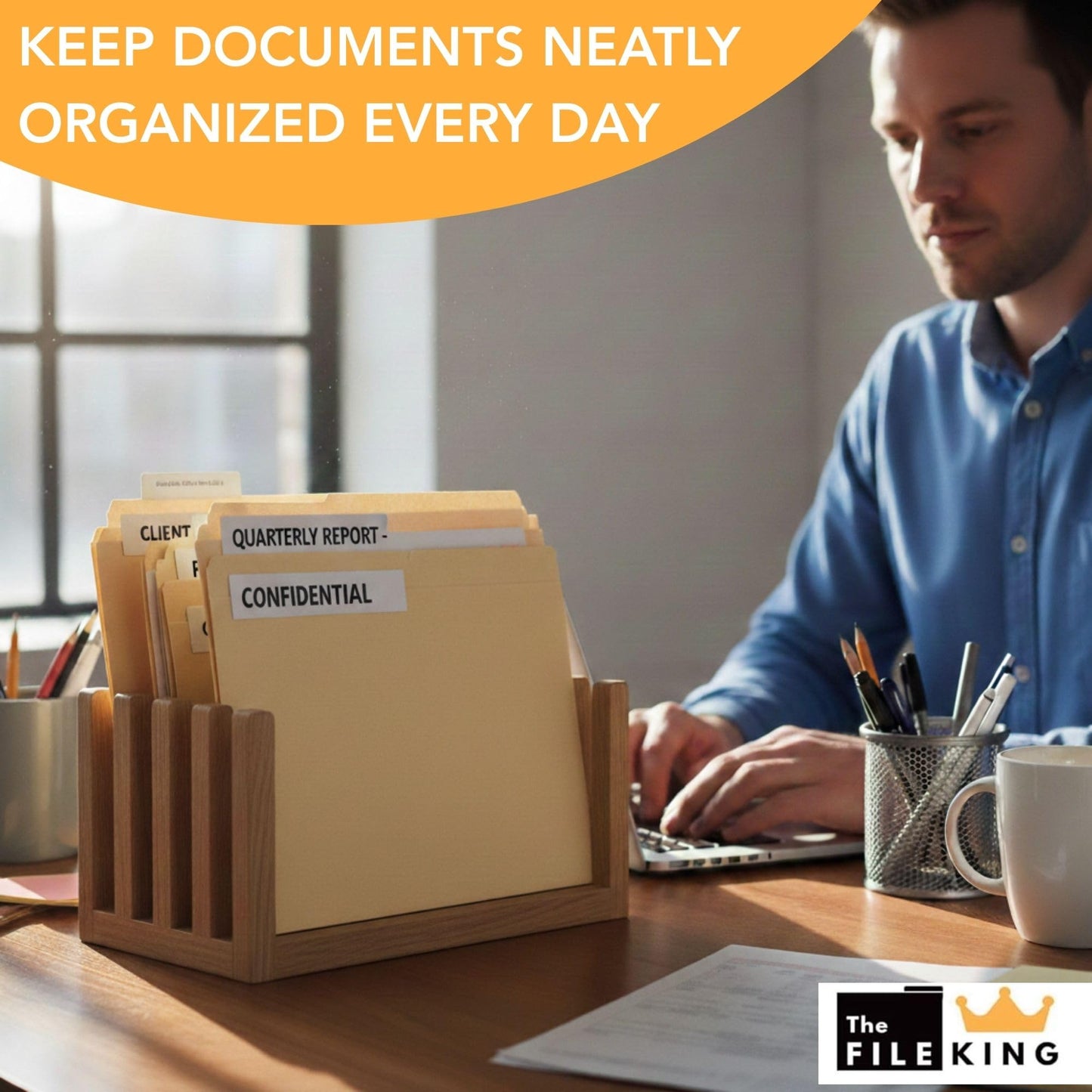 The File King 1/3 Cut File Folders Letter Size - 100 Pack | Manilla Folders 8.5 x 11 | Assorted 3 Tabs | Heavy Duty 11-Point Fiber | Made in USA | Undercut Front Style | Easy Labeling & Organization