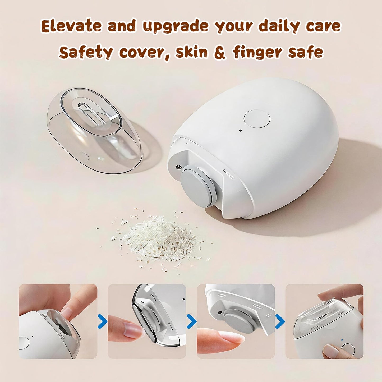 Electric Nail Clipper Automatic Nail Clipper Universal Automatic Fingernail Grinder with Built-in LED Light 3-Speed Cordless Nail Grinder Cutter Trimming Ideal for Seniors, Kids and Adults