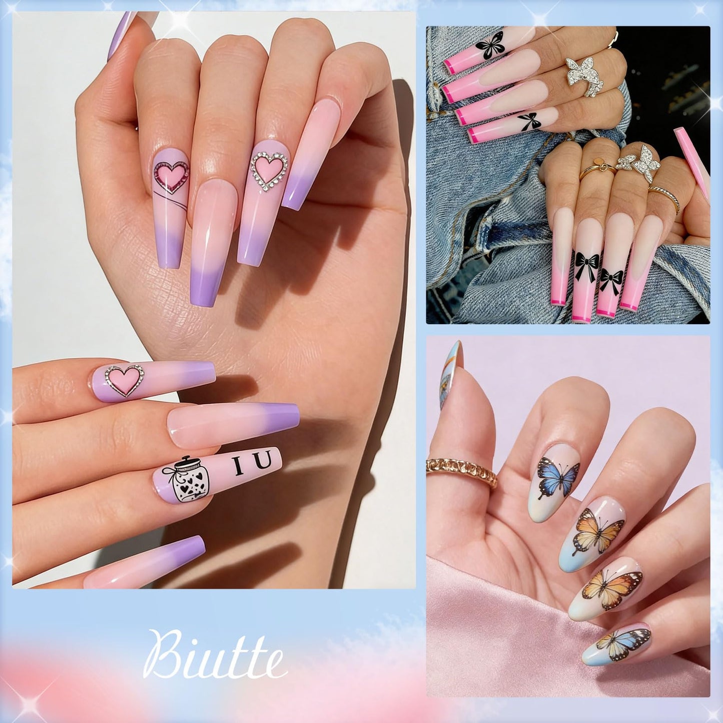 Biutee Nail Stamping Plates Set 15PCS Nail Stamper Kit with Nail Stamper, 2pcs Scraper & Storage Bag Nail Art Stamping Plates Butterfly Star Flower Leaf Bowknot Design Nail Stamping Kit