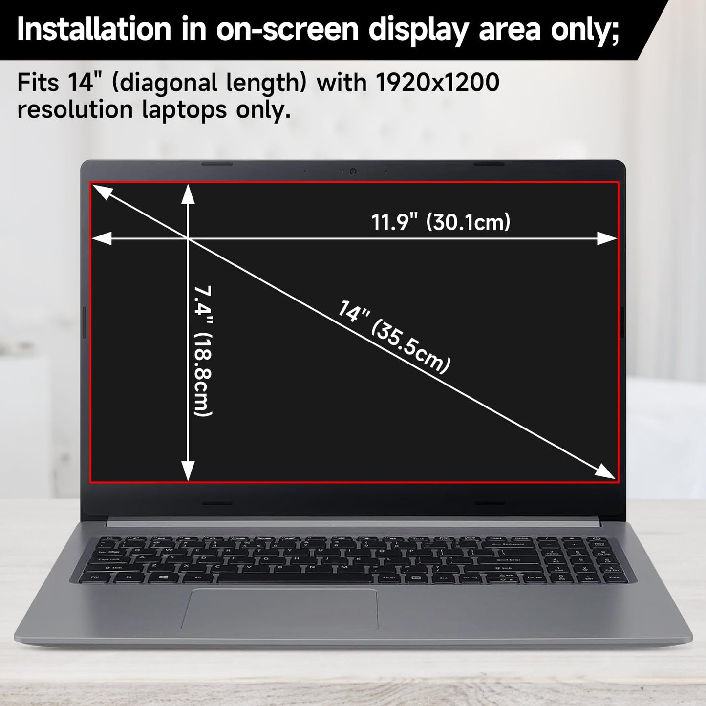 14 Inch 1920x1200 (16:10) Aspect Ratio Laptop Privacy Screen Filter, Anti Blue Light Glare & Anti Scratch Computer Privacy Shield, Not for 14" with 1920x1080P Laptops
