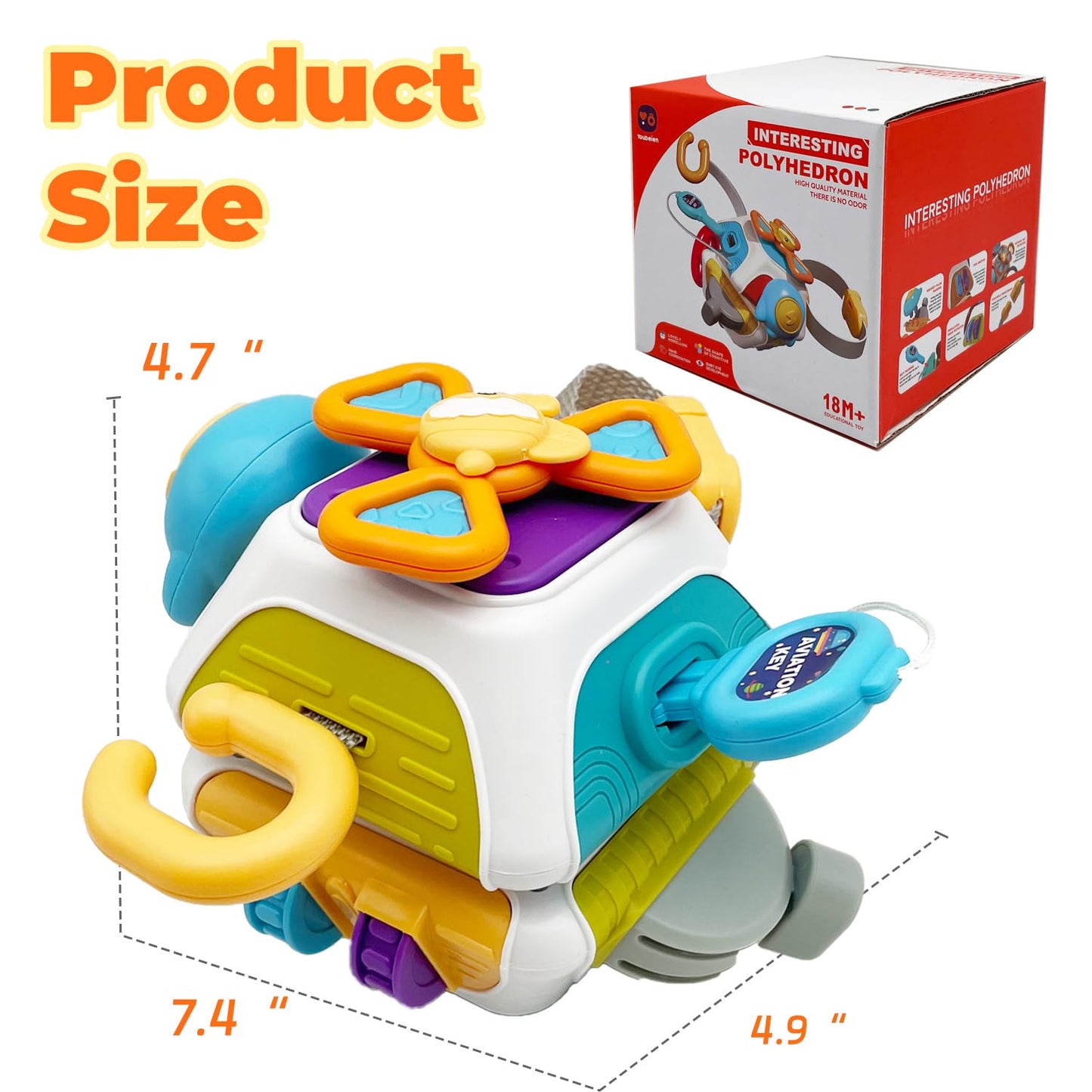 WYCYJU Busy Cube for Toddlers 2-3, Montessori Sensory Activities Busy Board Baby Gifts Infant Boys Girls Travel Toys Educational Learning