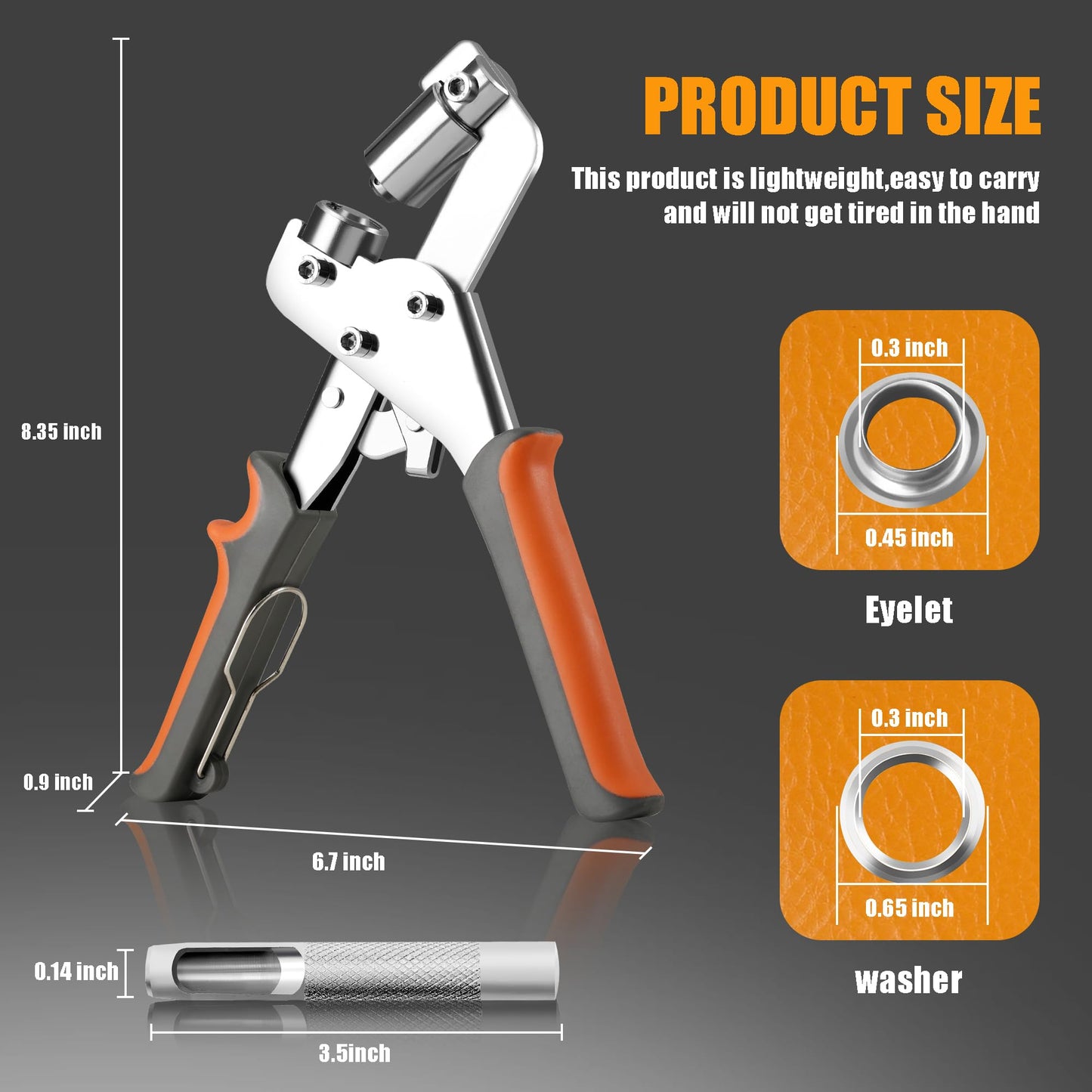 KYACHITOS Grommet Tool Kit, Handheld Grommet Pliers with 600PCS 3/8 Inch Grommets, Heavy Duty Grommet Kit, Eyelet Pliers Kit for DIY Banner Tarp Leather Repair and Installation