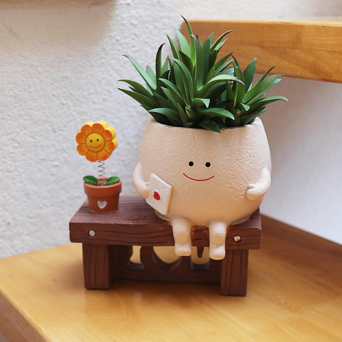 QIAOLY Sunflower Planter Pot with Drainage Hole Cute Plant Pots for Succulents Plants Live Unique Flower Pots for Indoor Outdoor Use