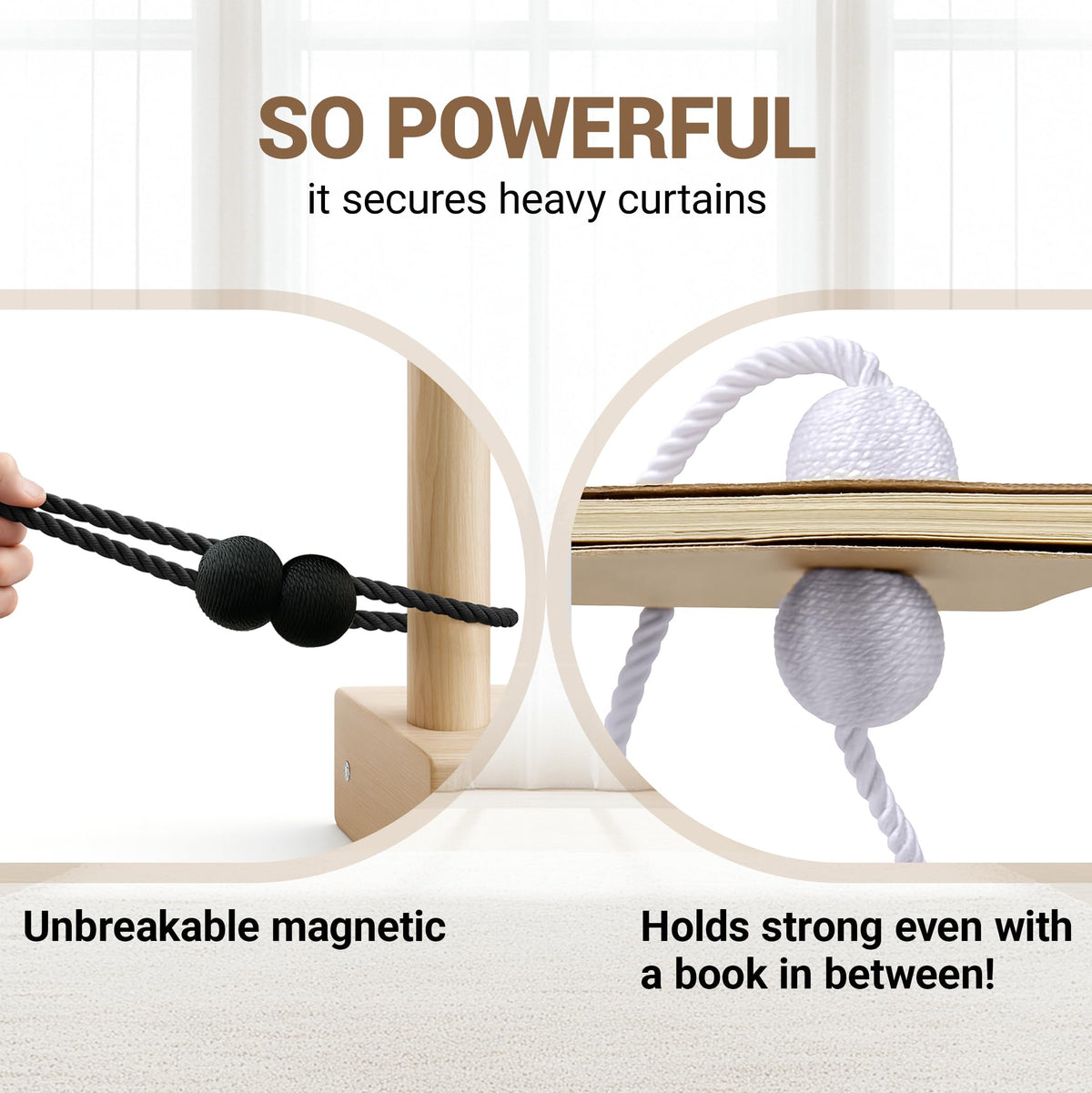 Magnetic Curtain Tiebacks Black 2pcs (2 Count)