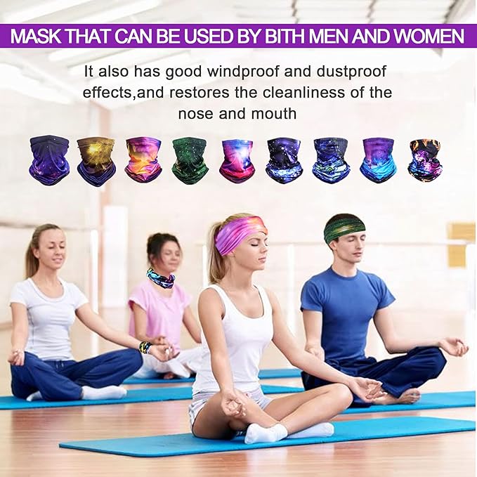 Sun Protection Face Mask Neck Gaiter - 9 Pack Breathable UV Protection Scarf for Men & Women, Hiking, Cycling, Fishing