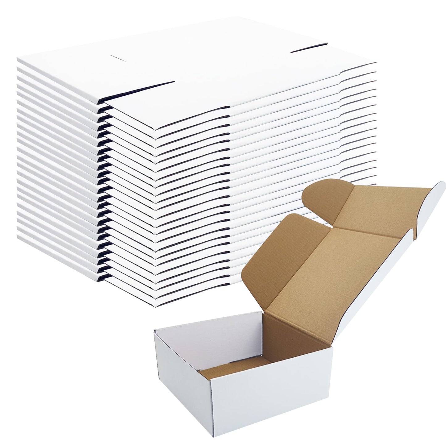 7x7x3 Inches White Shipping Boxes Set of 25，Cardboard Boxes Recyclable Corrugated Boxes Mailers for Small Business, Transporting, Packaging Storage Boxes and Craft Gifts Giving Products Box