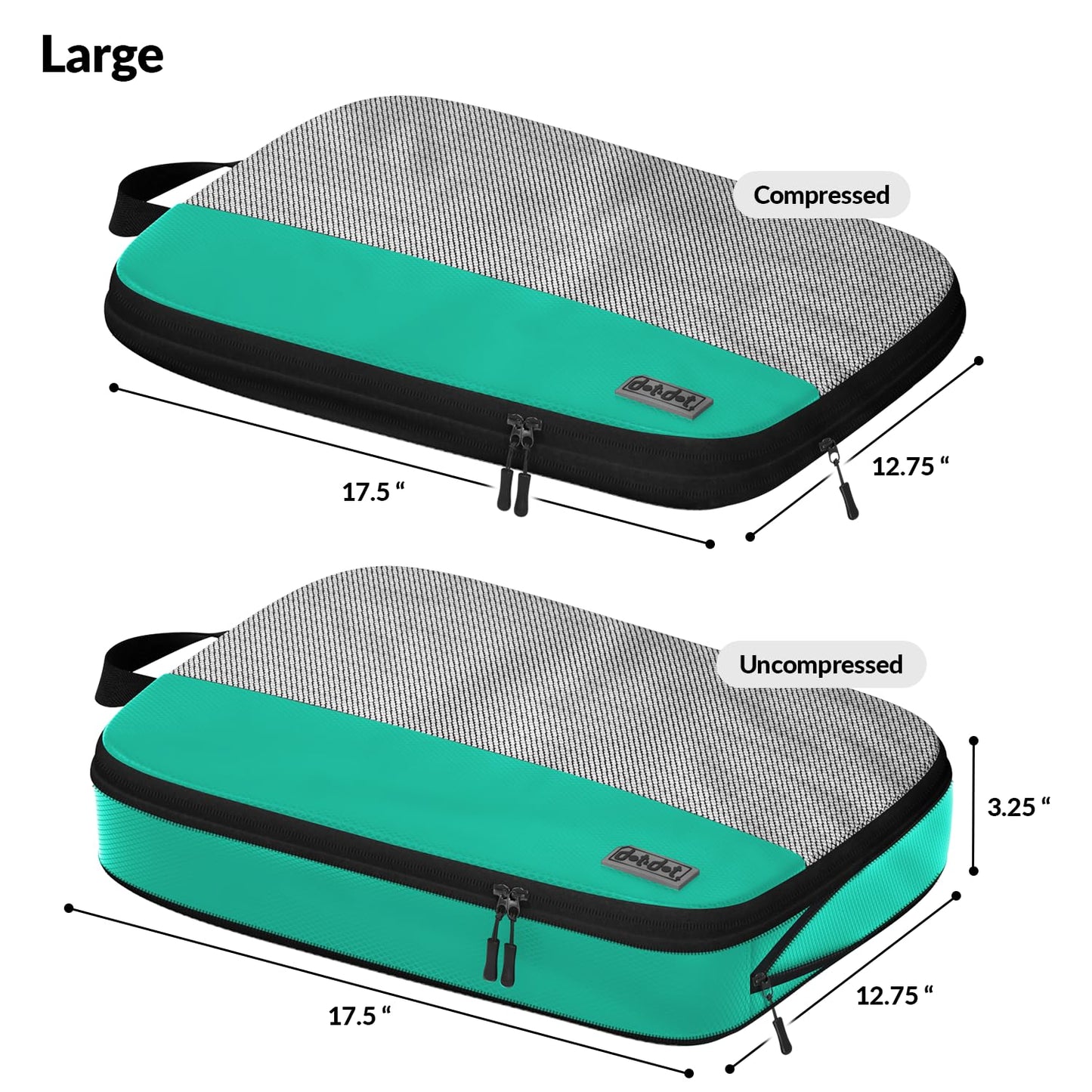 Large Packing Cubes for Travel - 5pc Packing Cubes for Suitcases - Lightweight Luggage Organizer Bags (Compression)