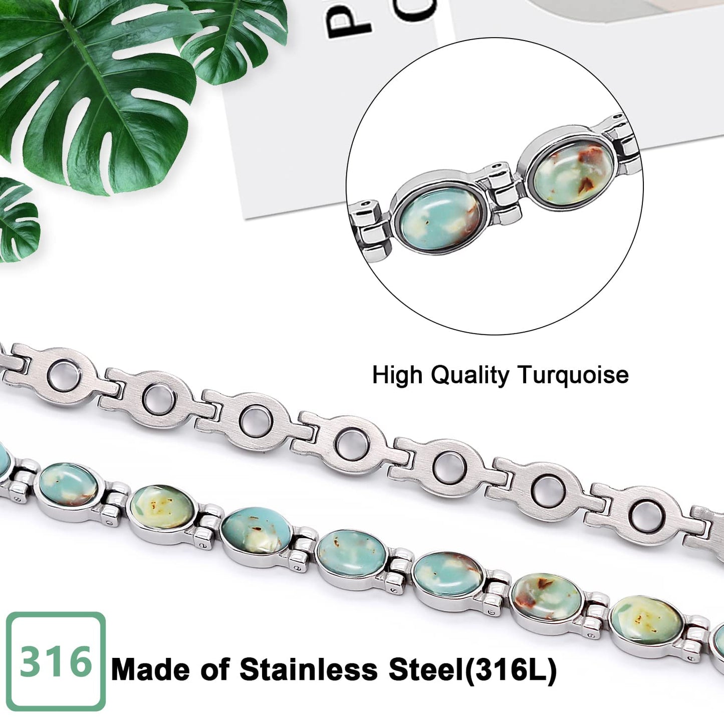 JEROOT Ultra Strength Magnetic Bracelet for Women | 3500-6000 Gauss Neodymium Magnets | Magnetic Therapy Jewelry with Adjustable Tool & Gift Packaging