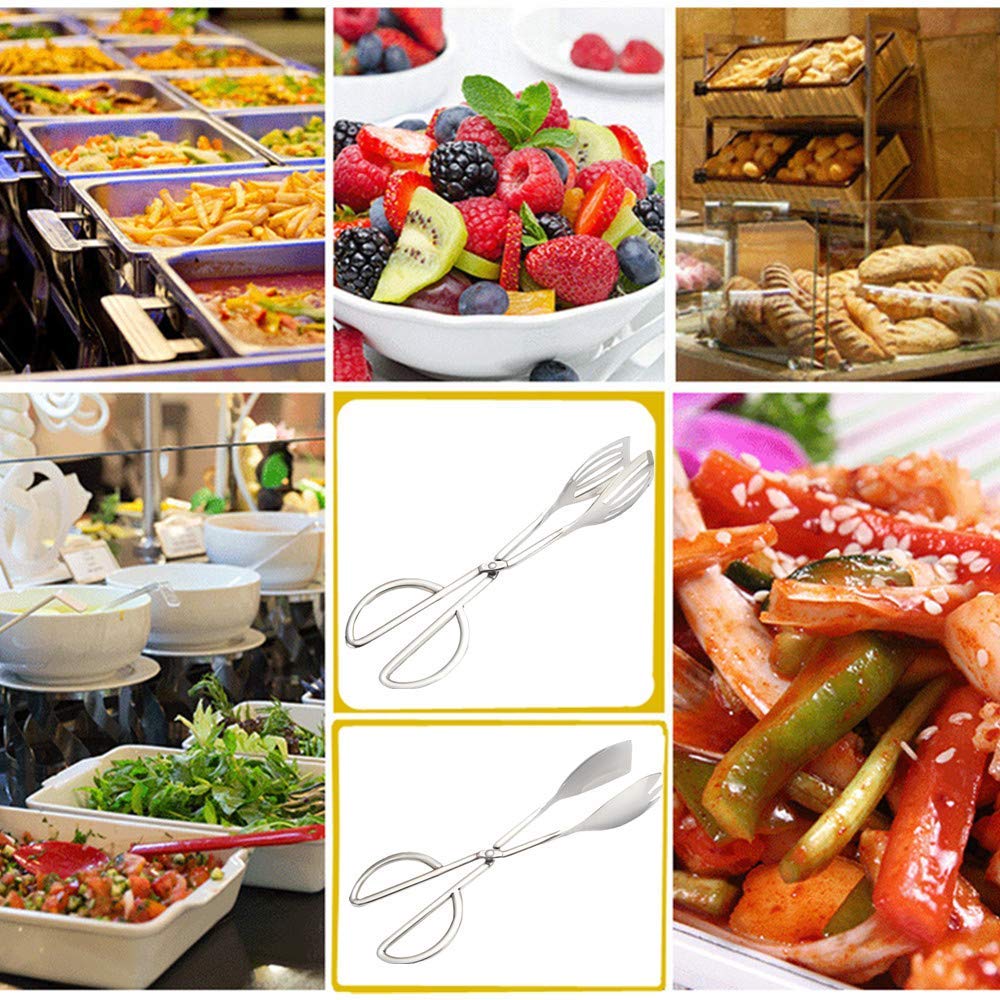 2-PACK Salad Tongs for Serving Buffet Party Catering with Stainless Steel Cooking Kitchen Tongs 10.3"