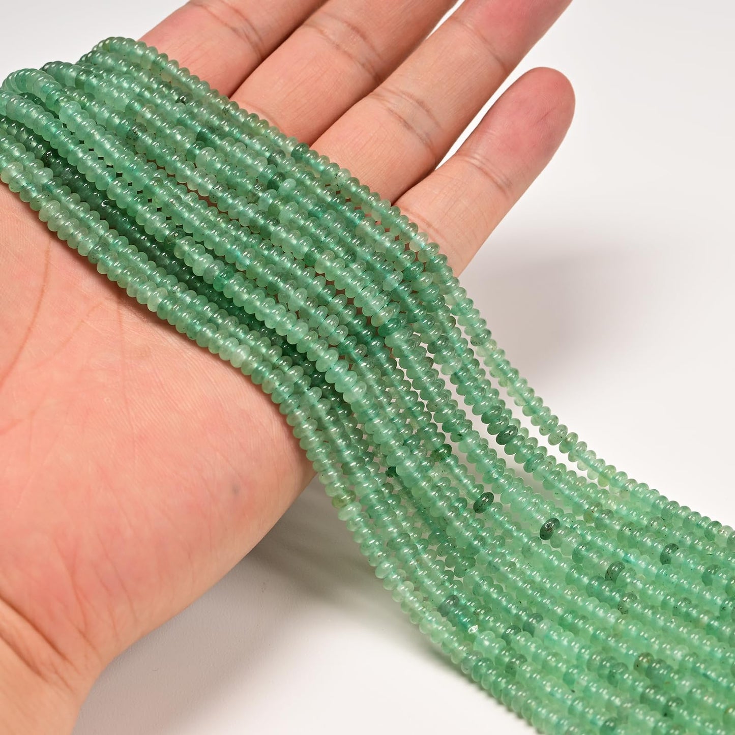 ICAI 2x4mm Natural Rondelle Beads – Loose Gemstone Spacers for DIY Jewelry Making (Green Aventurine)
