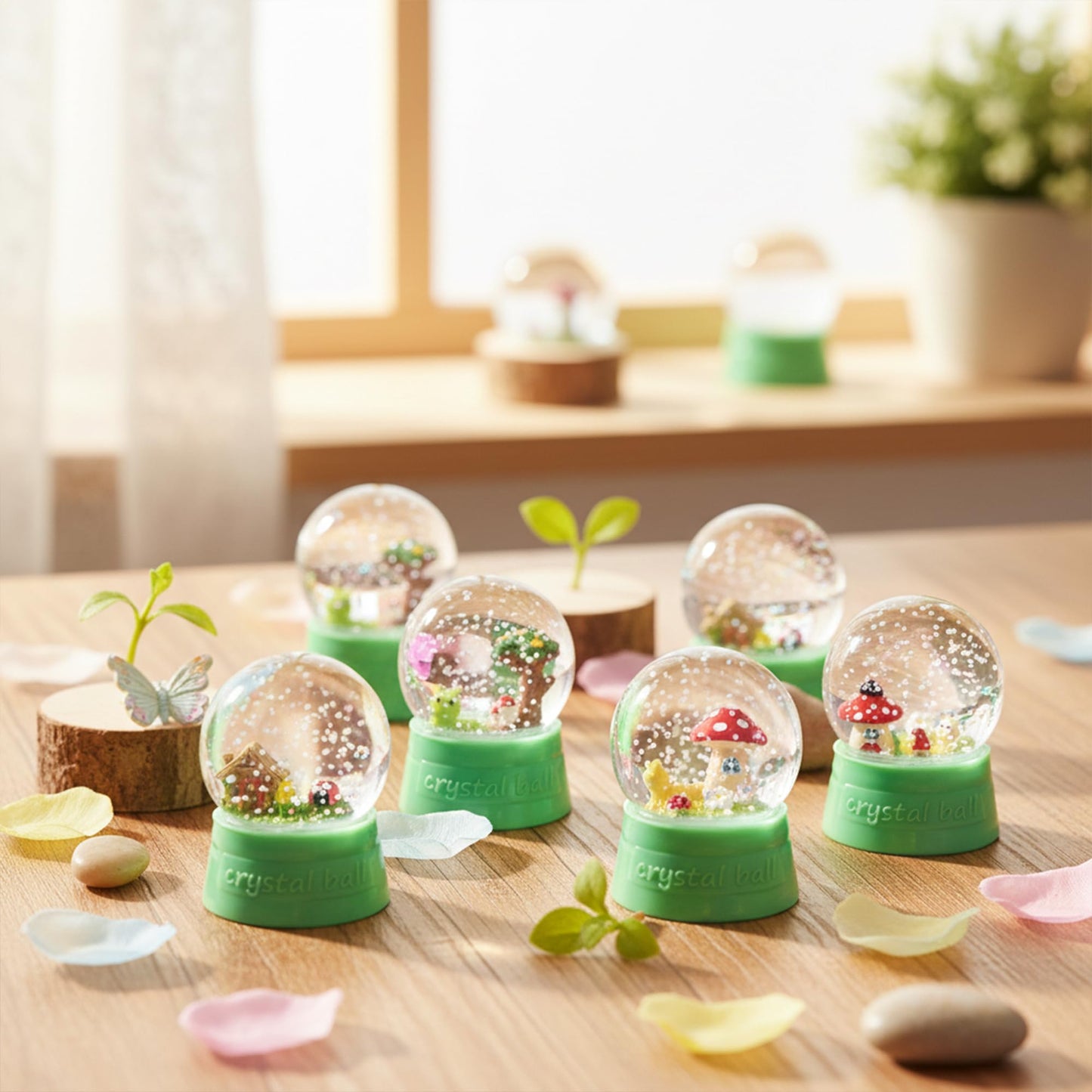 HoniedPepperino Spring Snow Globes Craft Kit - 8 Set DIY Plastic Snow Globe Craft with Mini Resin Butterfly Bee, Make Your Own Party Favor Decor with Glitter for Classroom Activity Gift (Insect)