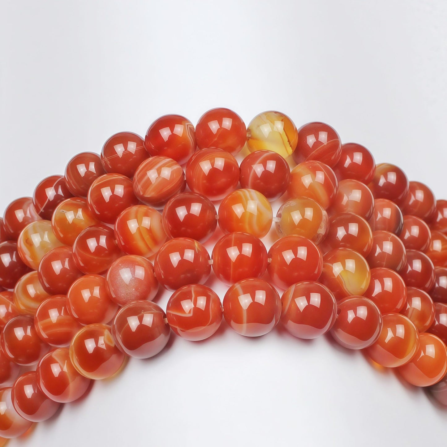 MJDCB Natural Red Striped Agate Beads Round Loose Beads for Jewelry Making DIY Bracelet Necklace (10mm)