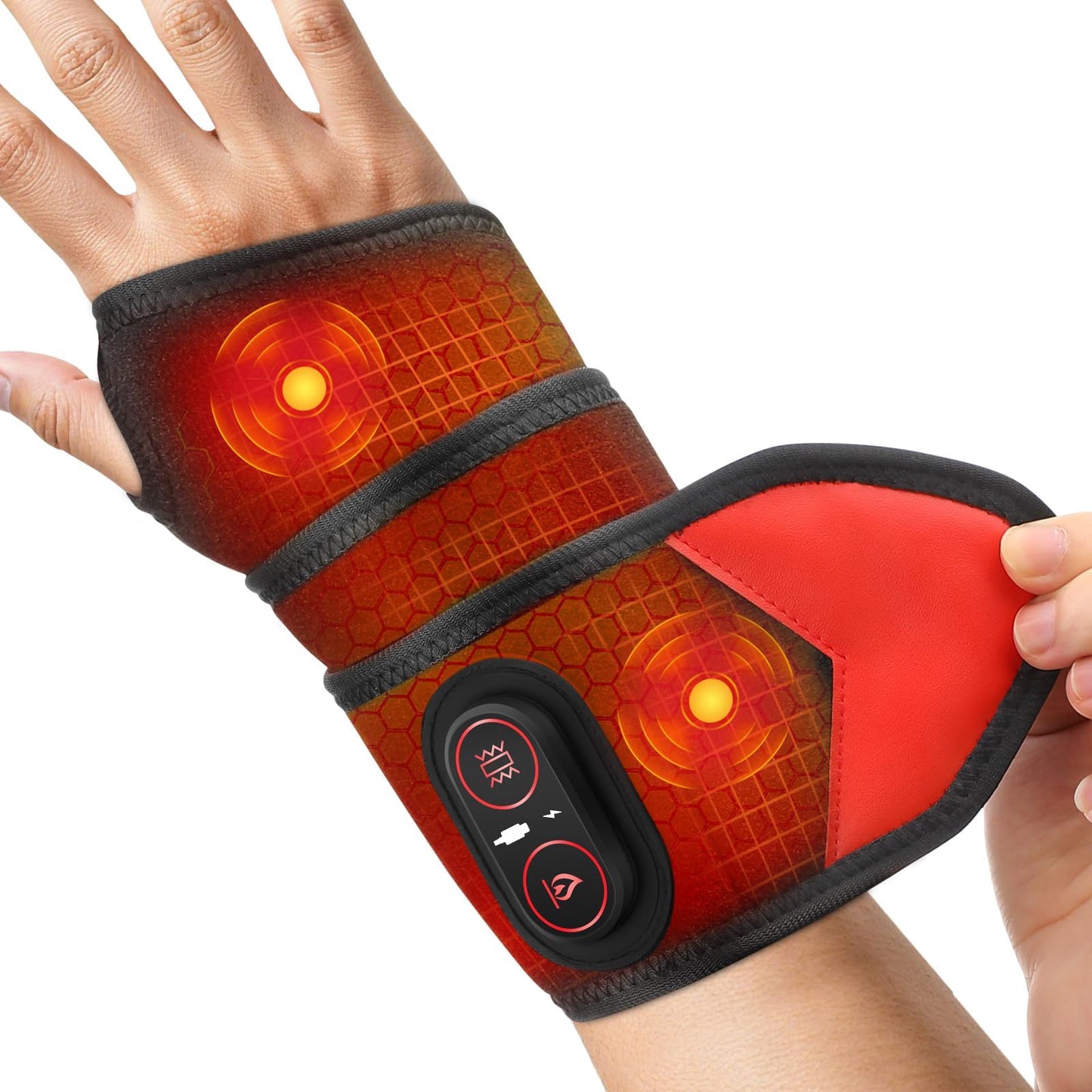 Cordless Wrist Heating Pad for Pain Relief, Rechargeable Wrist Massager for Carpal Tunnel,Heated Wrist Wrap for Arthritis Wrist Pain,Black