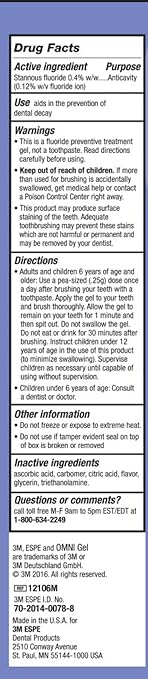 3M 70201400788 OMNI Gel Brush-On Fluoride, 0.4% Stannous Fluoride, Extra Cavity Protection, Use After Toothpaste, Mint, 4.3 oz