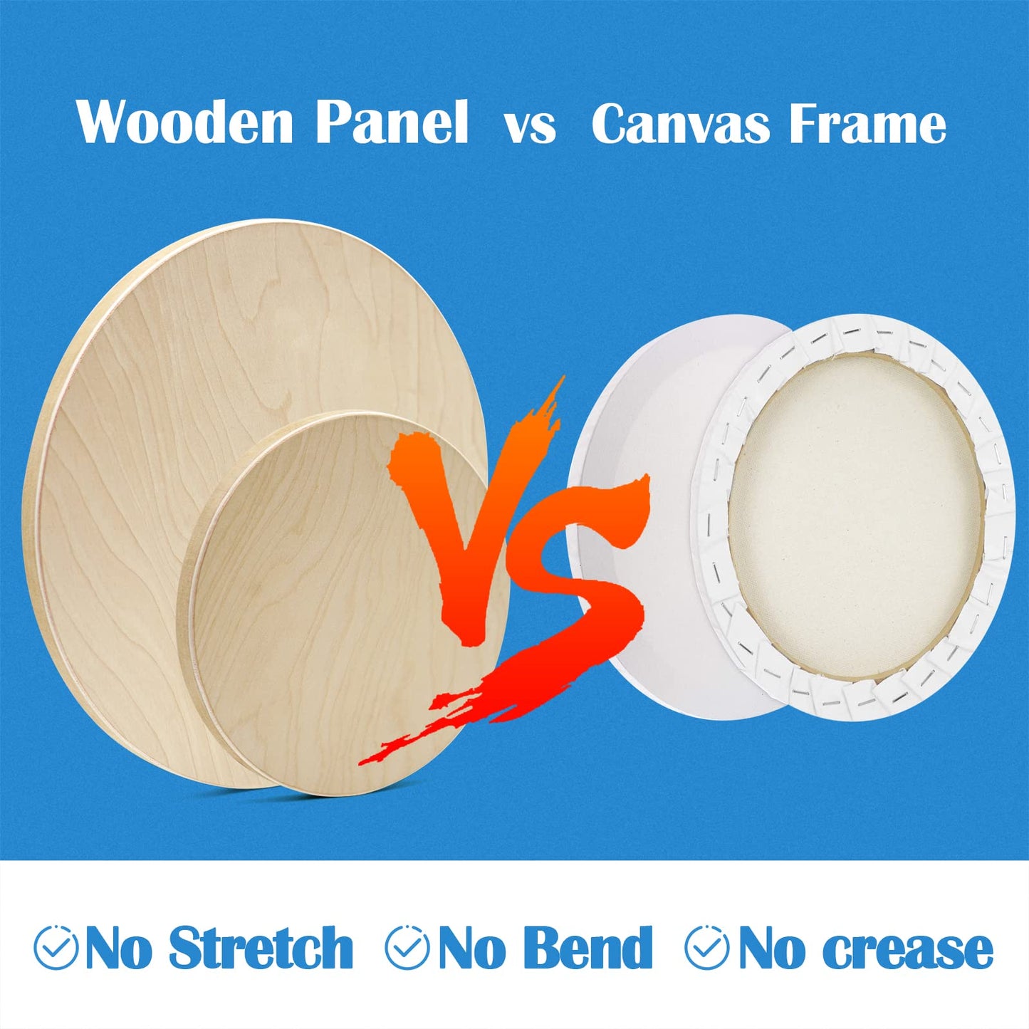 Falling in Art Unfinished Round Birch Wood Canvas Panels Kit, 4 Pack of 2 Sizes 8' and 12' Studio 3/4’’ Deep Cradle Boards for Pouring Art, Crafts, Painting, and More
