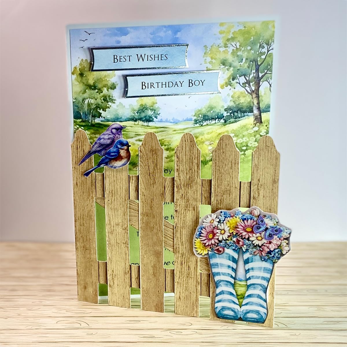 Katy Sue Pretty Petals Picket Fence Card Making Kit. Contains 8 Shaped Cards, 2 Sheets of Die Cut Decoupage, Foam Pads, 8 Envelopes & Instructions. for Card Making Supplies & Card Crafting