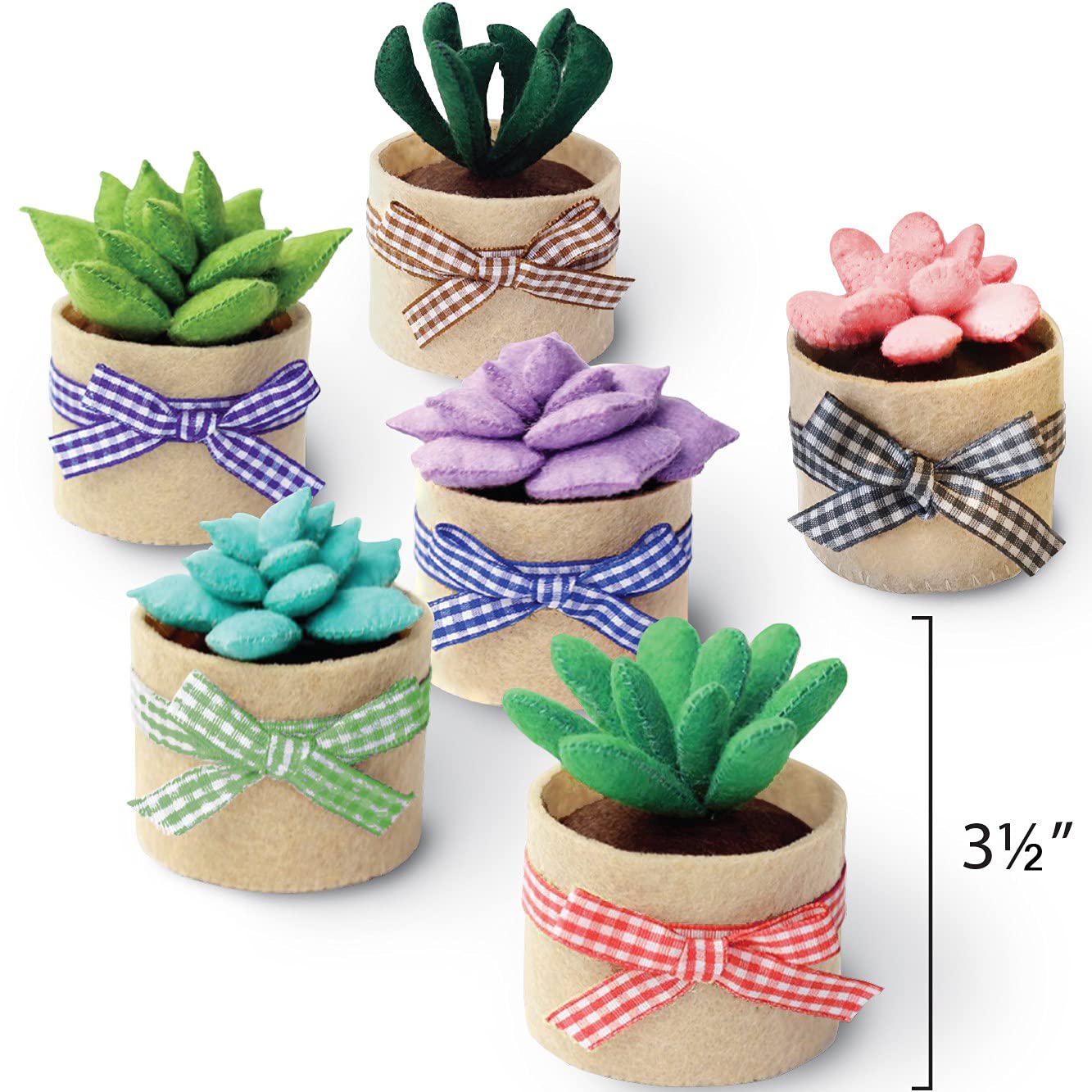 Felt Succulents Craft Kit. Make 6 Potted Colorful Plushies & A Display Rack. Mini Garden DIY Sewing Project, Activity Set, Arts & Crafts Supplies - Great Gift for Teens and Adults