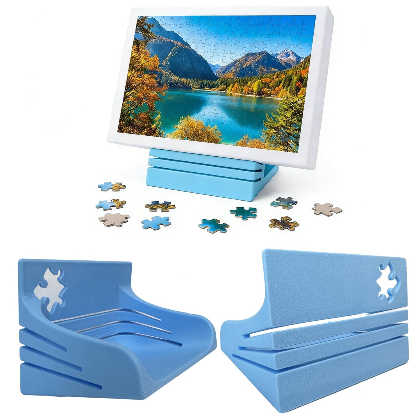 2PCS Jigsaw Puzzle Box Stand-Hands-Free Puzzle Lid Holder&Viewer-Universal Puzzle Cover Prop Display Rack to Save Table Space&Reduce Glare-Adjustable 3 Angle Holder,Essential Puzzle Accessories Gift