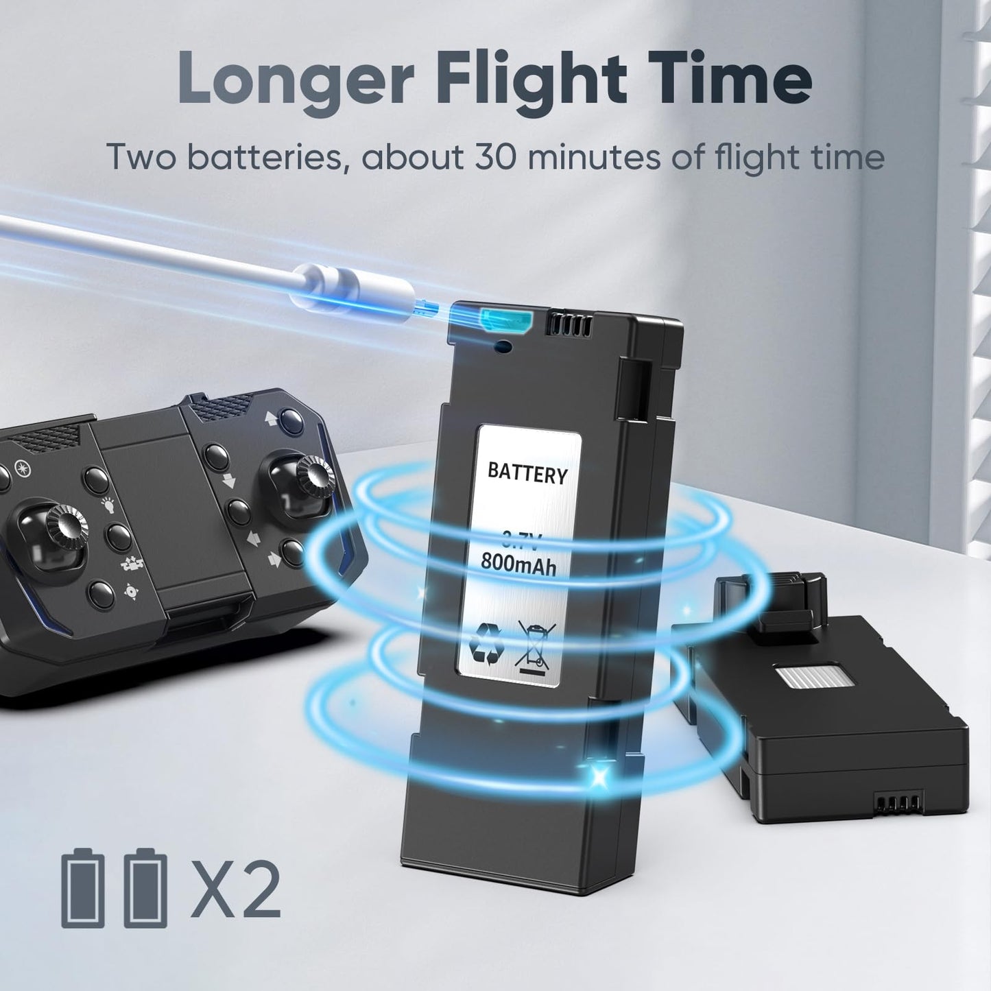 X-shop Foldable Drone with 1080P Camera for Beginners & Kids, FPV RC Quadcopter Toys Gifts for Boys Girls, One Key Start, 3D Flips, Gesture Selfie, 3 Speed Modes, 2 Batteries