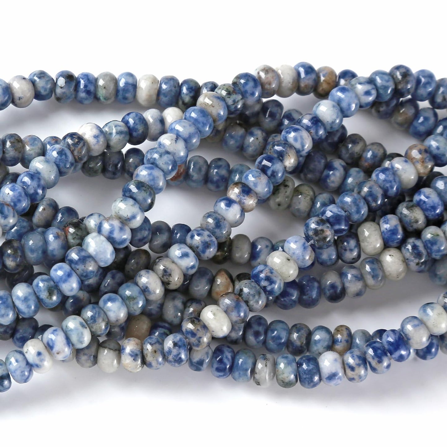 5x8mm 76pcs Natural Stone Blue Sodalite Rondelle Spacer Loose Beads Abacus Disk Stone Round Loose Gemstone Beads for Jewelry Making DIY Bracelet Necklace