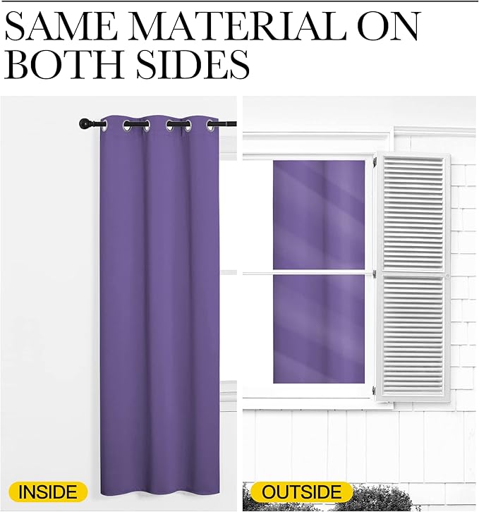 NICETOWN Room Darkening Curtains for Kitchen, Lilac Purple, Set of 2, 42 inches Wide by 50 inches Long, Window Treatment Thermal Insulated Solid Grommet Room Darkening Curtains/Drapes for Bedroom