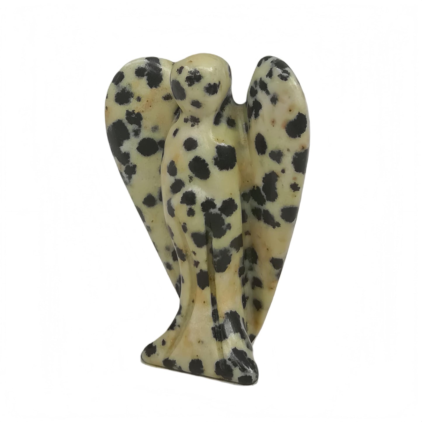 Afucats Natural Speckle/Dalmation Stone Healing Guardian Angel Indoor Decorative Stone,1.5 Inches Carving Pocket Palm Statue,Gift for Her Christmas Décor