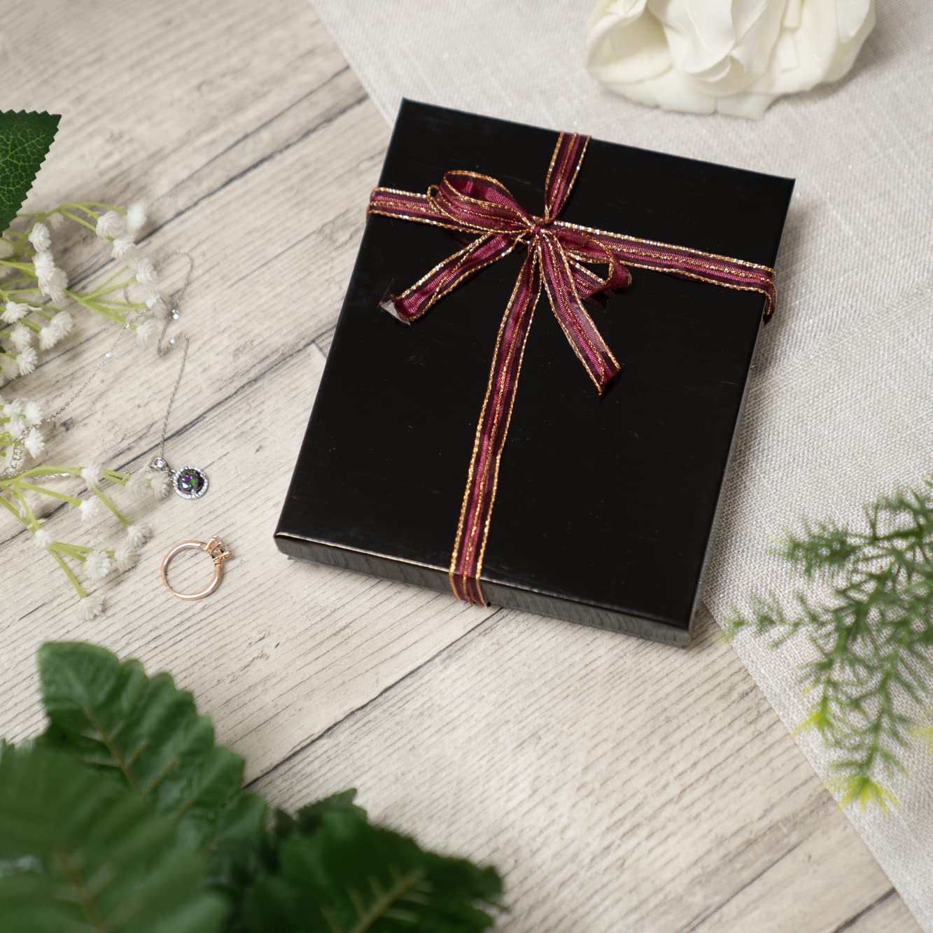 Cardboard Jewelry Boxes 10 Pack - 6"x5"x1" Bulk Cotton Filled Small Gift Boxes with Lids for Jewelry Packaging - Jewelry Gift Boxes for Shipping, Small Business, Accessories (Black)