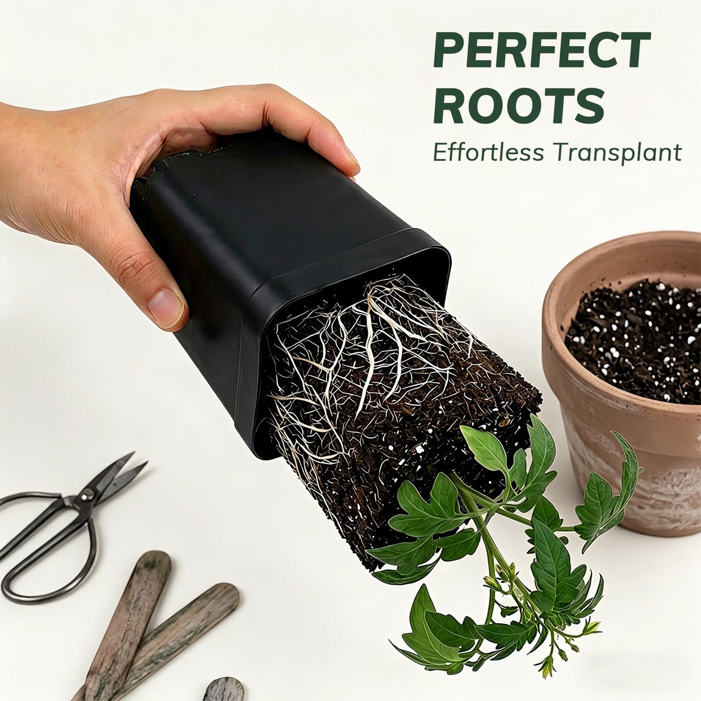 Yampahpa Nursery Pots for Plants, 4 inch Plant Pots, 60 Pack, Black