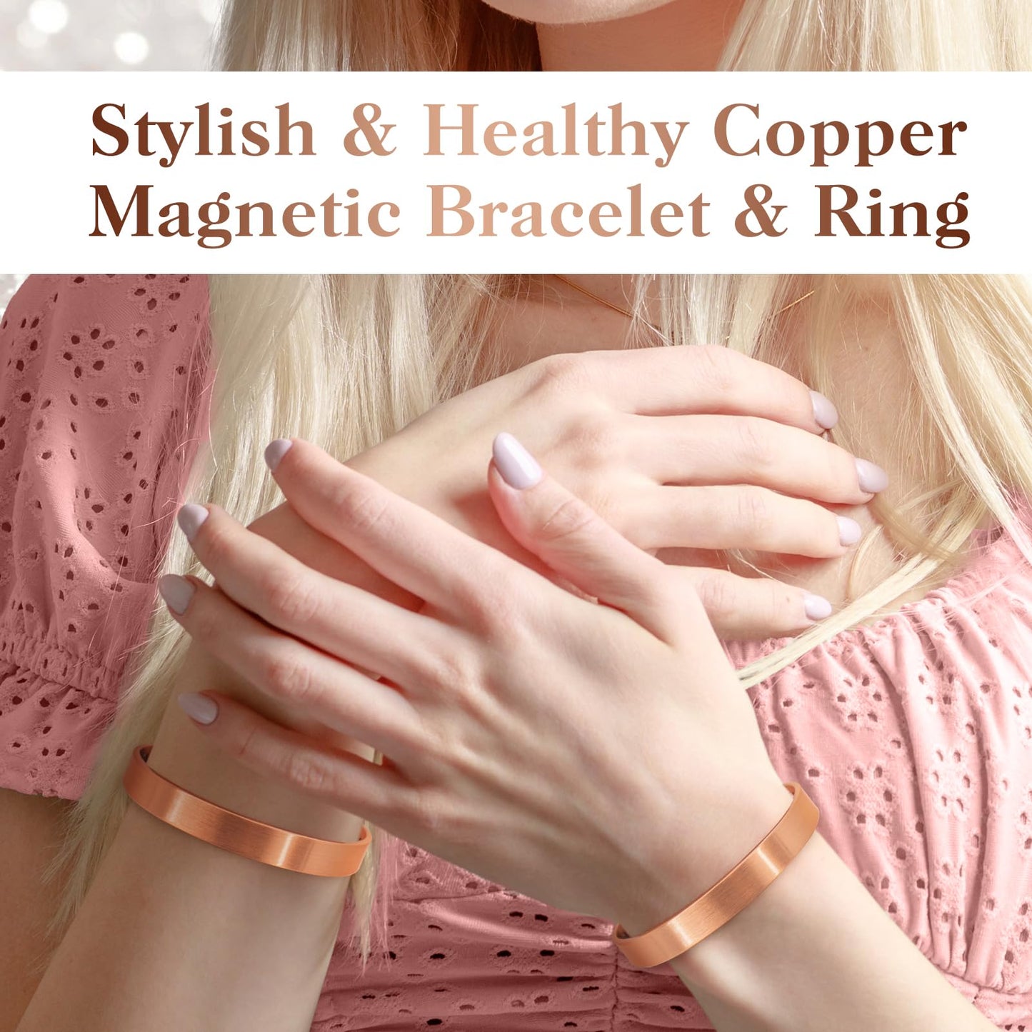 Copper Bracelets for Women & Men: Magnetic Bracelets with 8 Magnets, 3500 Gauss, 100% Pure Copper