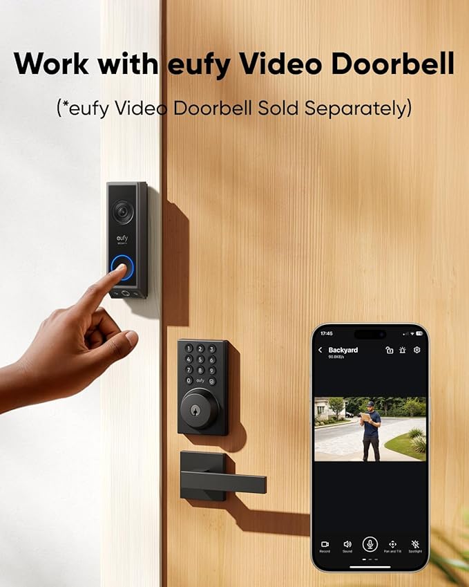 eufy Security Smart Lock C30 with Door Lever, Keyless Entry, Built-in WiFi Deadbolt for Front Door, No Bridge Required, Easy Installation, App Remote Control, Auto Lock