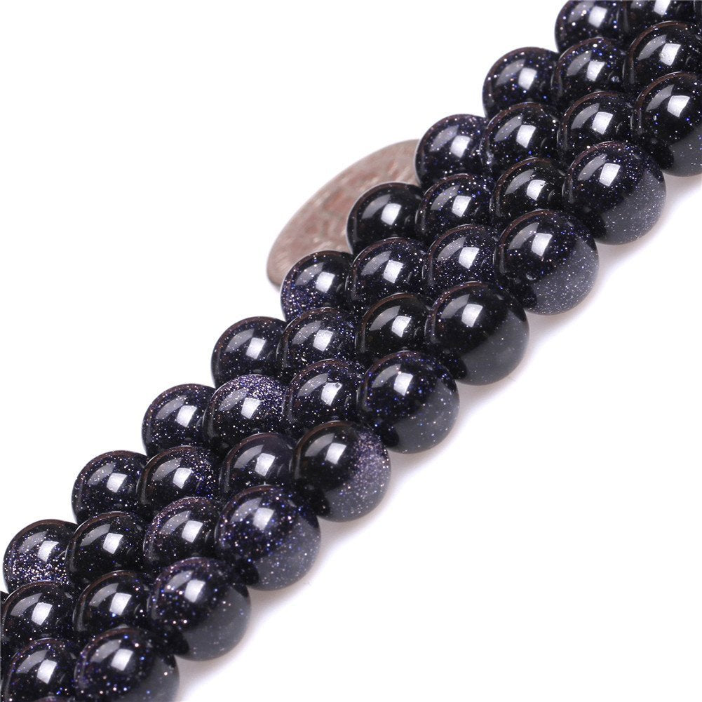 6mm Natural Blue Sandstone Beads Round Gemstone Loose Beads for Jewelry Making (58-62pcs/strand)