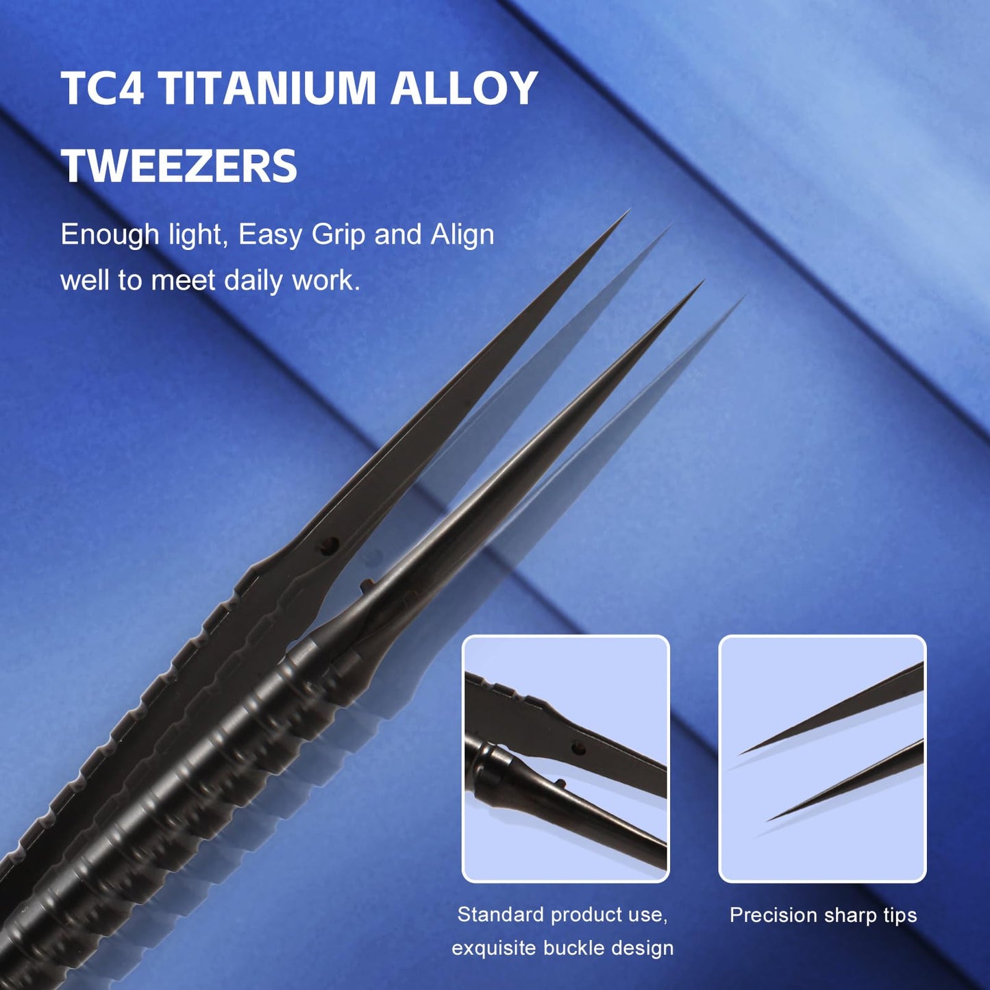 WEDOFIX Ultra Fine Precision Titanium Tweezers with Sharp Tips Non-magnetic Anti-corrosive Black Tweezer for Micro Soldering Work Electronics Jewelry Making