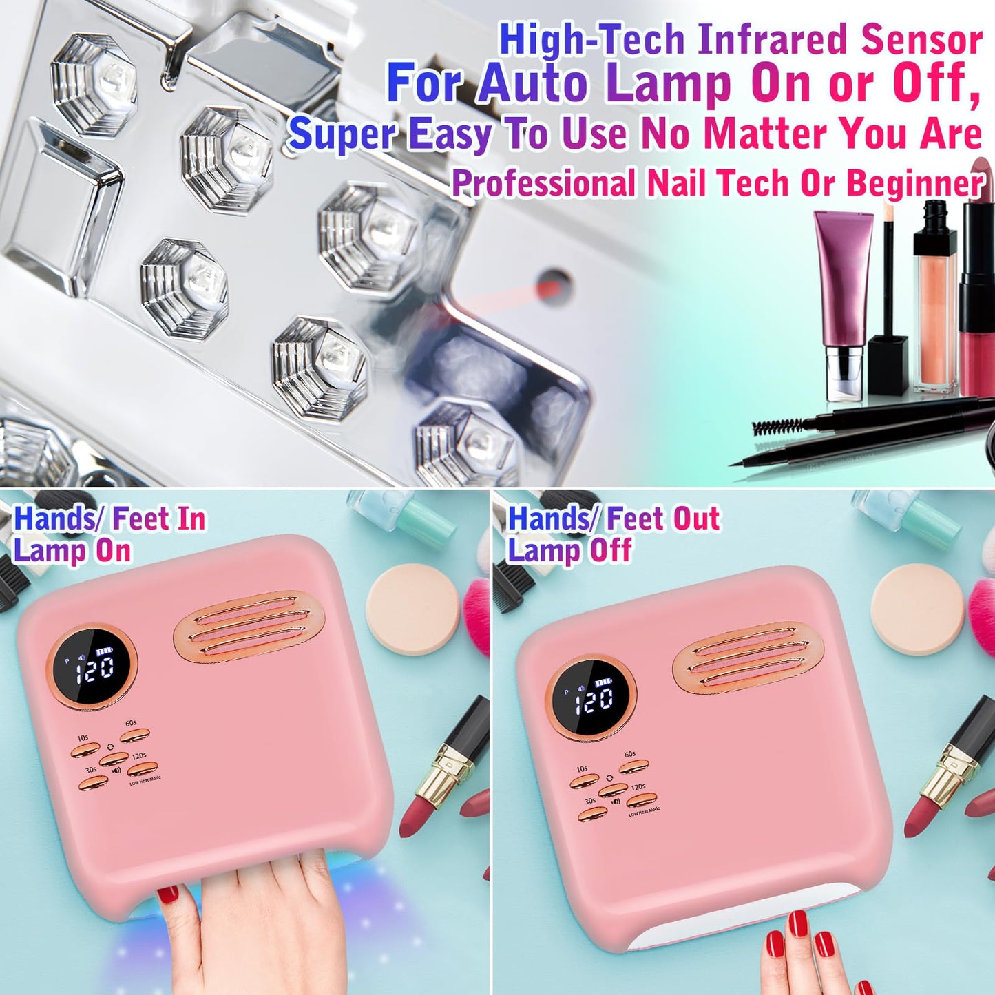 VANIRXELTO Cordless UV LED Nail Lamp - 72W Rechargeable Gel Nail Dryer with Patented Replaceable Light Board - Extra Spare Panel Included - Professional Wireless Curing Lamp for All Gels & Salon