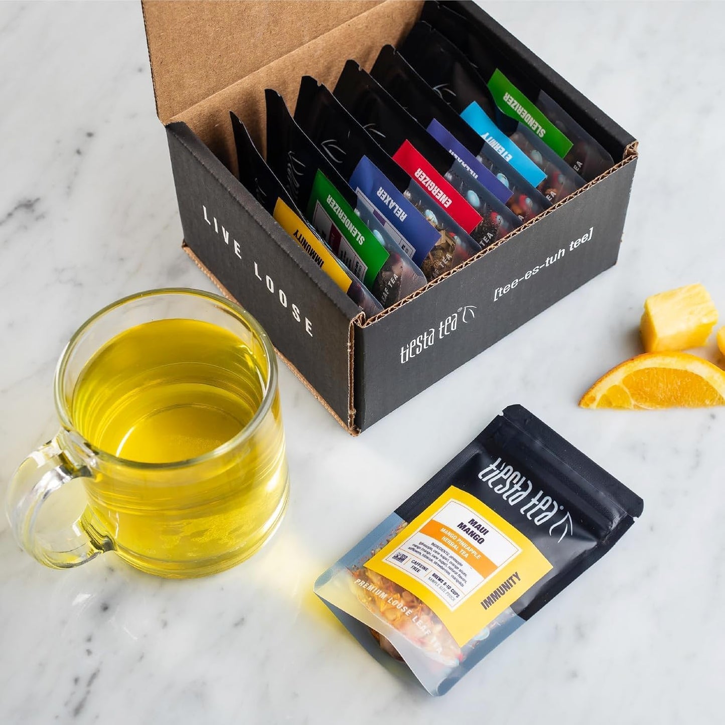 Tiesta Tea - Top 8 Favorites Sampler Set, Loose Leaf, Up to 80 Cups, High to No Caffeine, Hot & Iced, Tea Variety Pack with Green, Herbal, & Black, 8 Sample Pouches