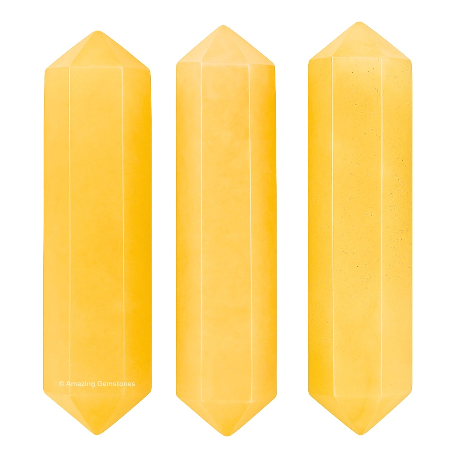 Amazing Gemstone Yellow Aventurine Crystal Points Bulk Healing Crystals and Stones - Pack of 3, Double Terminated Healing Wand Point Bulk Crystals for Crafts, Crystal Grid, DIY Work