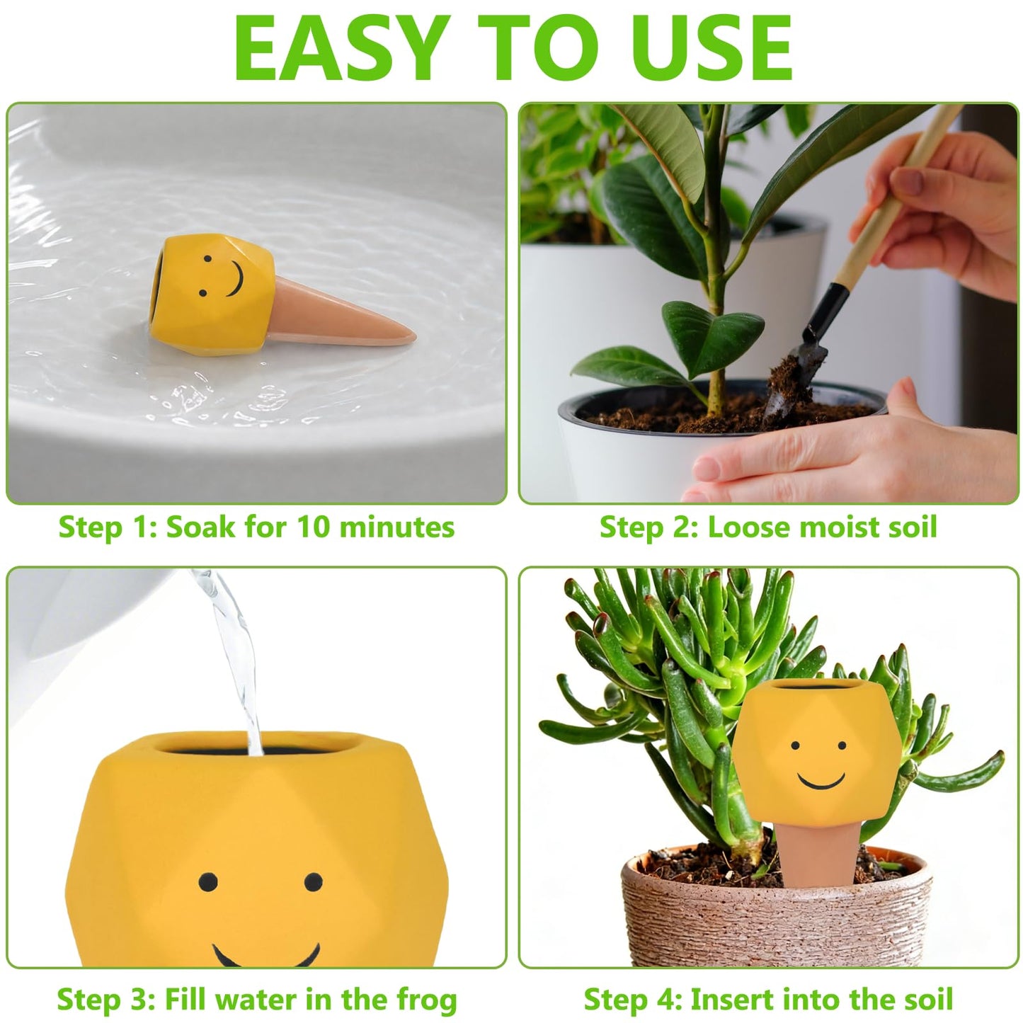 4 Pack Terracotta Self Watering Spikes, Automatic Plant Waterer Devices Continuous Moisture with Slow Release Plant Watering Globes Watering System Small Hexagonal