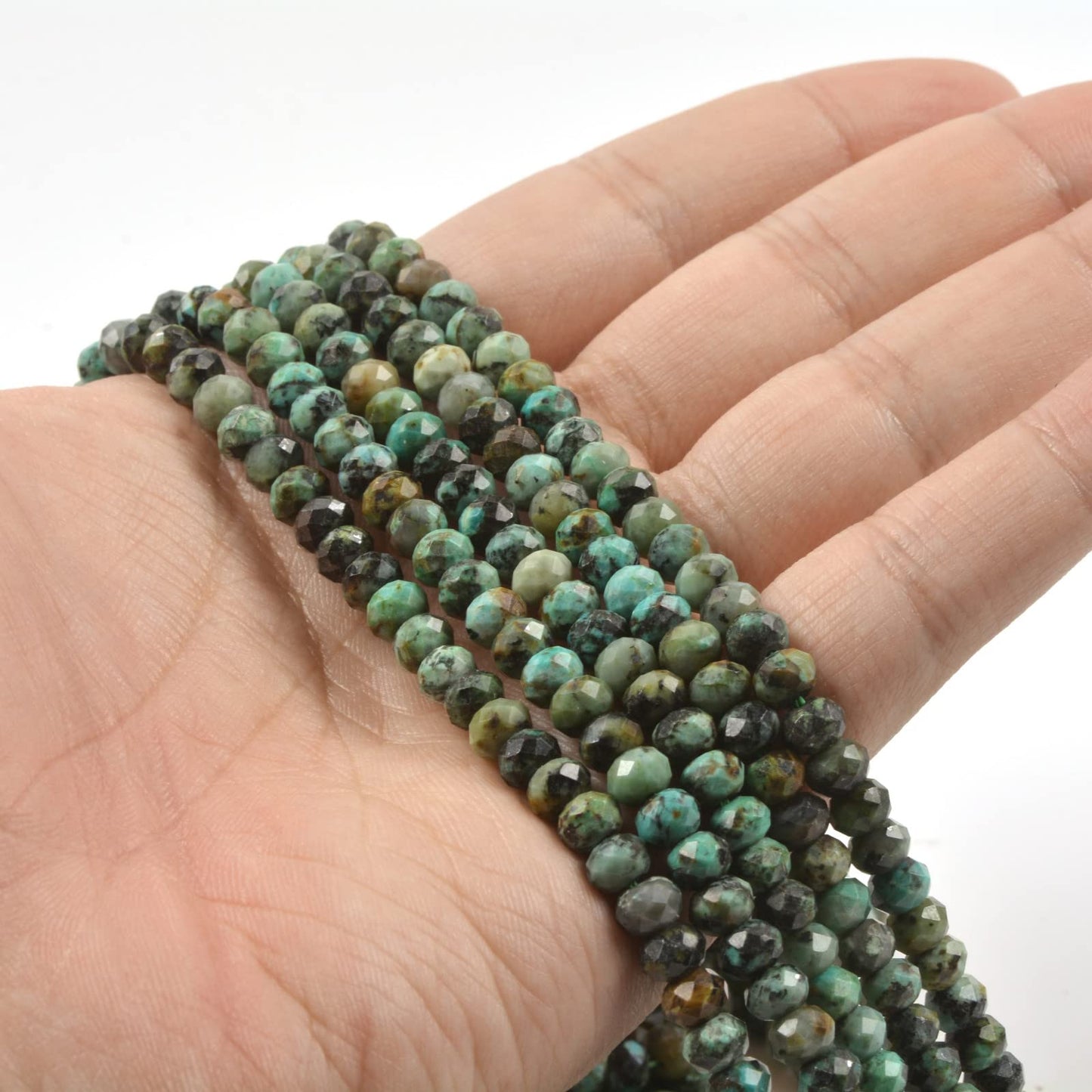 6mm Natural African Turquoise Faceted Rondelle Loose Beads Jewelry Making DIY Bead 16 Inch