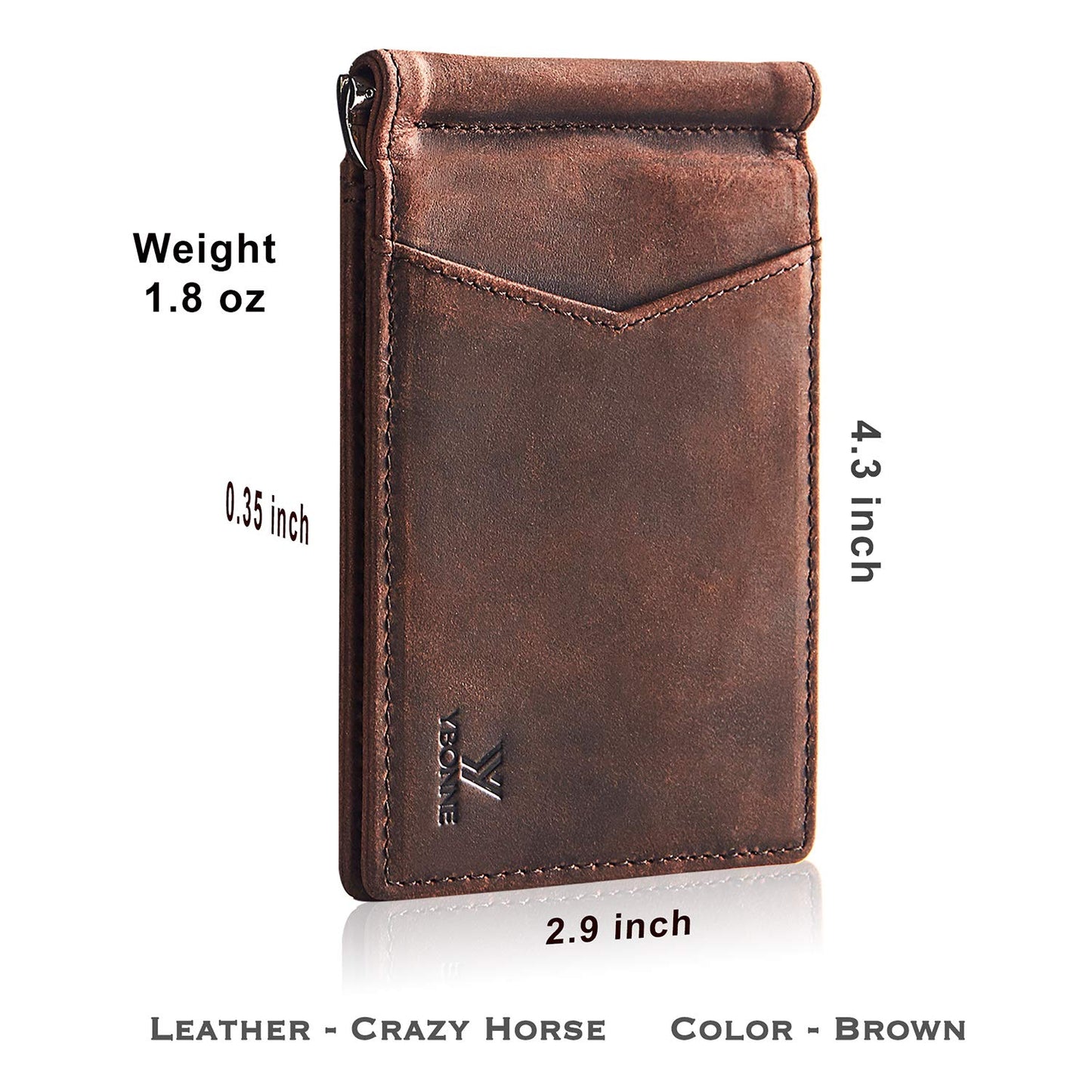 YBONNE Mens Slim Wallet with Money Clip Front Pocket RFID Blocking Thin Bifold Leather Card Holder Minimalist Mini Billfold