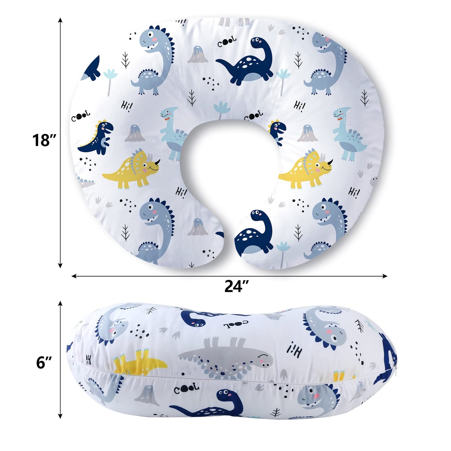 Plushii Nursing Pillow for Breastfeeding, Soft and Supportive Breastfeeding Pillow for Mom and Baby, Cute Feeding Pillow with Removable Cover for 0–12 Months, Dinosaurs World
