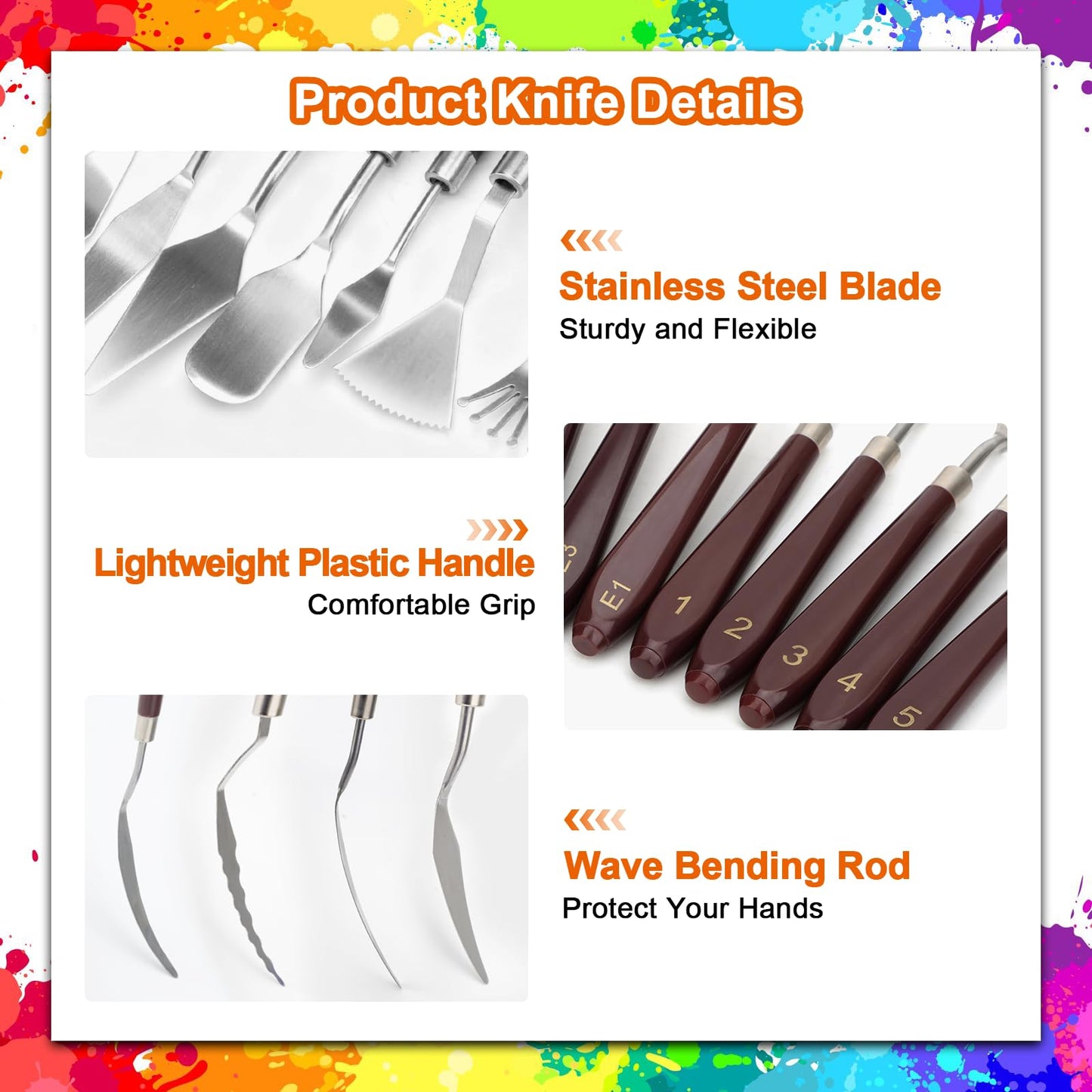 EEEKit 19 PCS Painting Spatula Set, Stainless Steel Palette Knife Set with Art Paint Scrapers, Paint Spatula Tools for Oil Canvas, Watercolor, Acrylic Painting