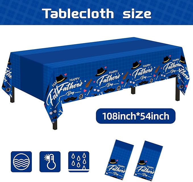 Happy Father’s Day Tablecloths, Blue 2-Pack