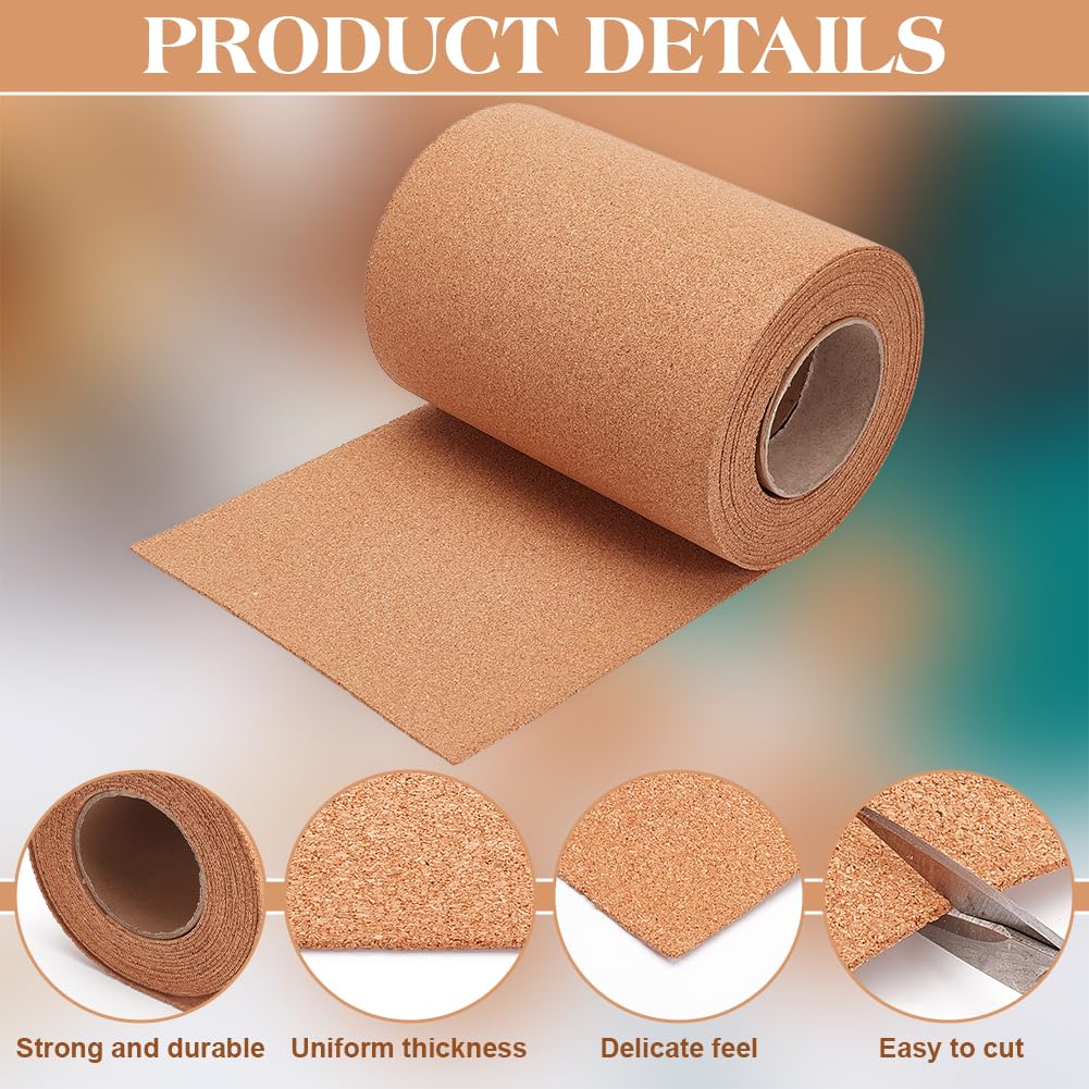 BENECREAT 19.68ftx7.8inch Cork Roll, 2mm Natural Cork Board Bulletin Board Corkboard Paper Sheets for Coaster, Wall Decoration, Party and DIY Crafts Supplies