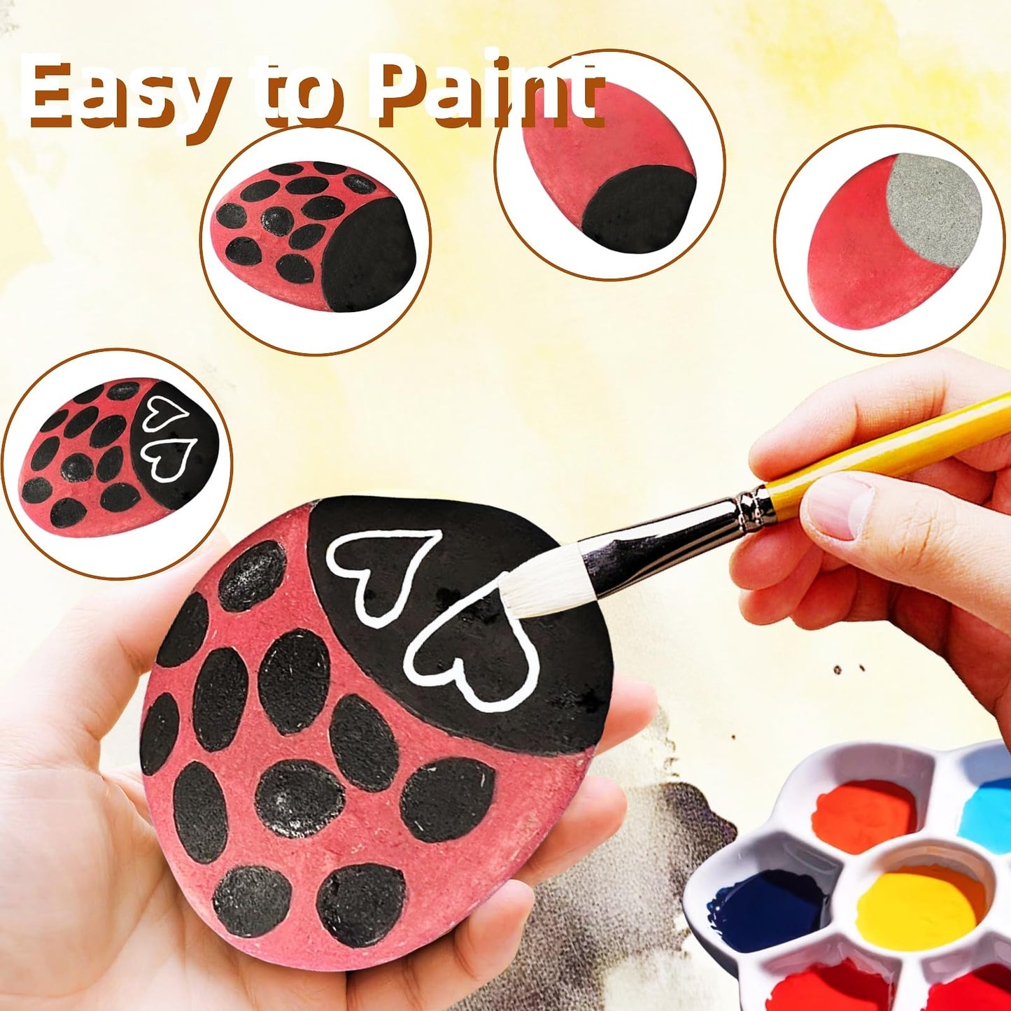 MSACC 16PCS Large Rocks for Painting, 3.3-4.0 Inch River Rocks to Paint, Flat Painting Rocks,Smooth Kindness Rocks for Crafts, DIY,Garden Decoration
